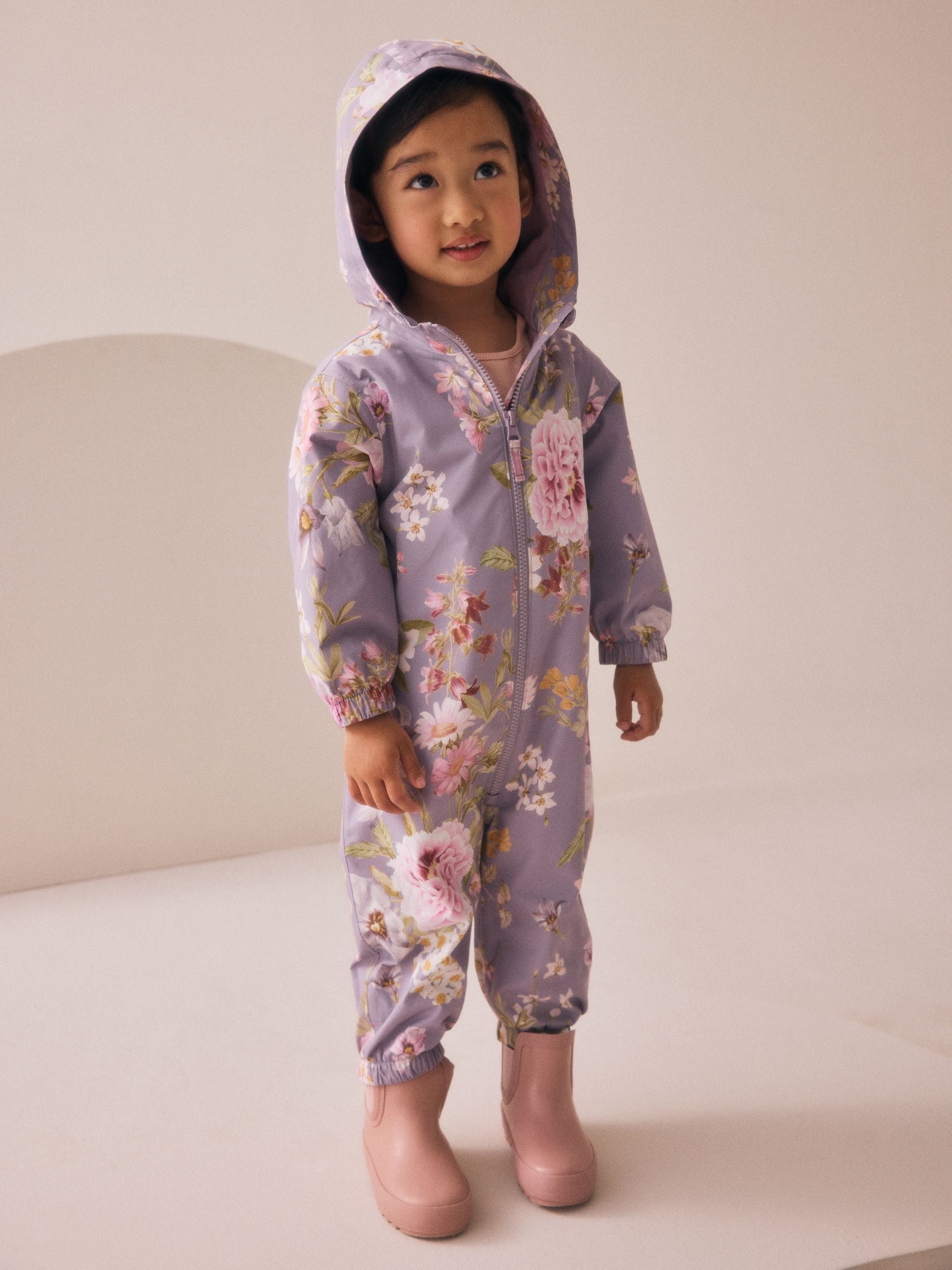Purple Waterproof Printed Puddlesuit (3mths-7yrs)