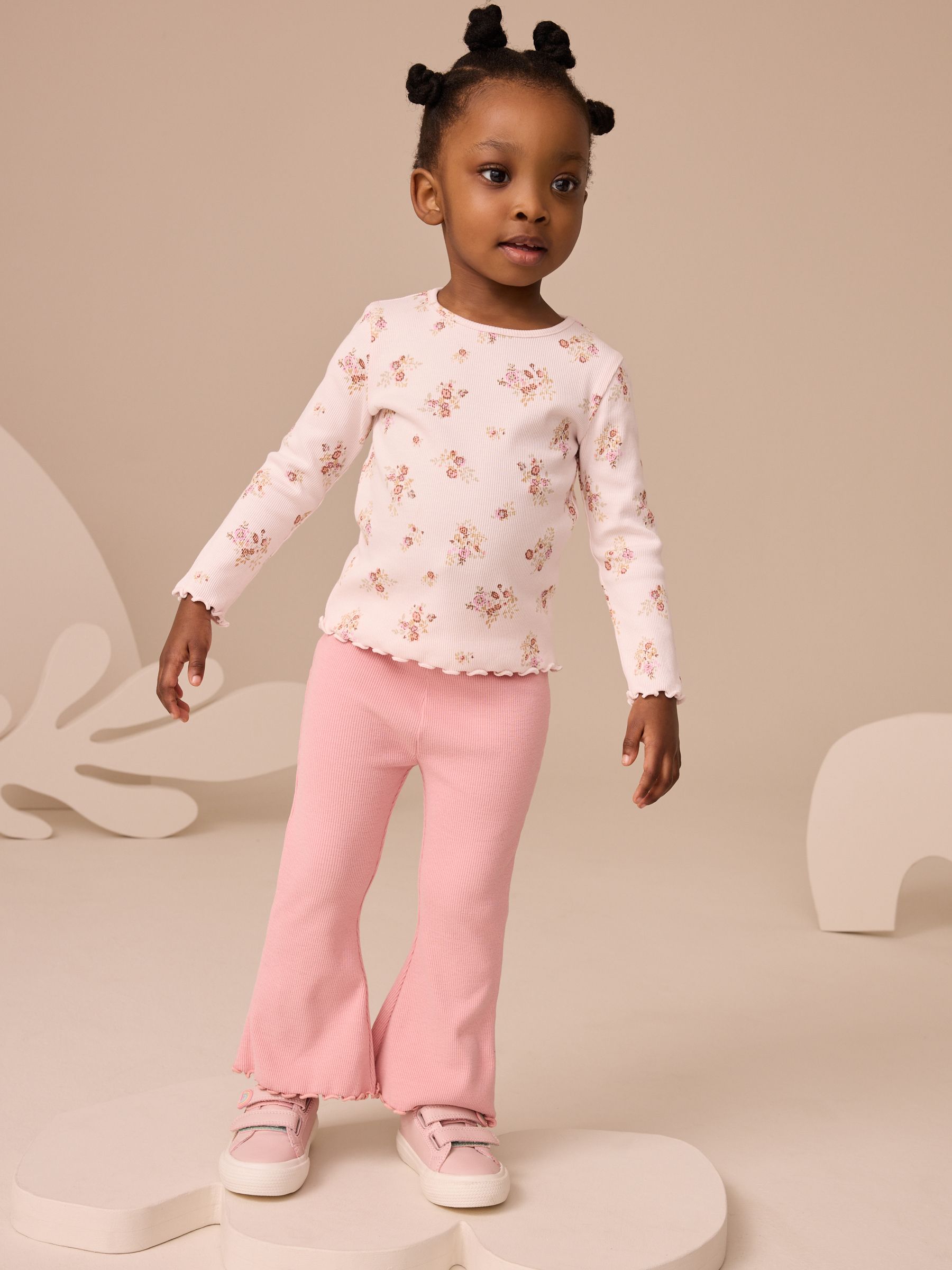 Pink Rib Flare Leggings (3mths-7yrs)