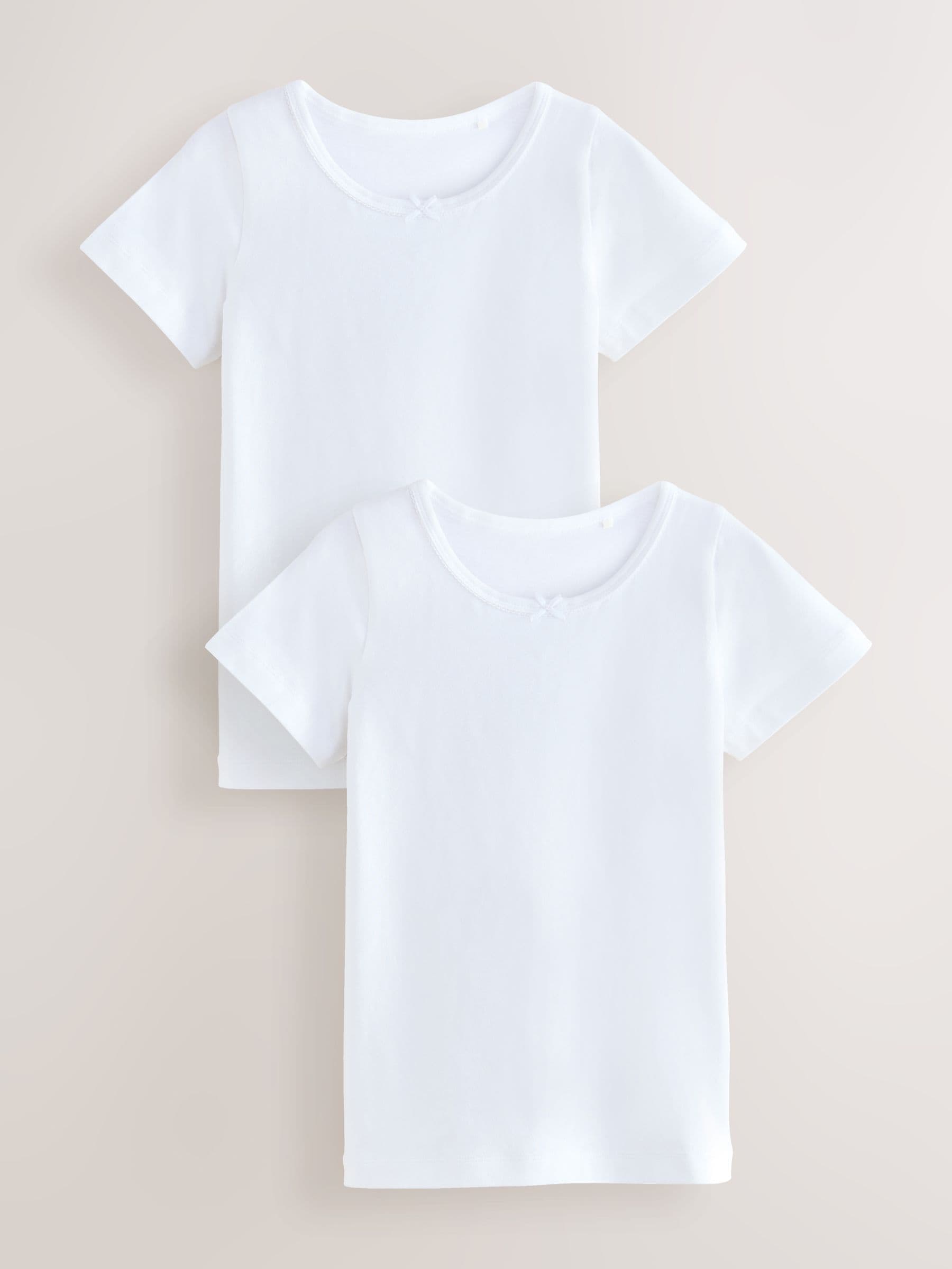 White Short Sleeve Vests 2 Pack (1.5-12yrs)