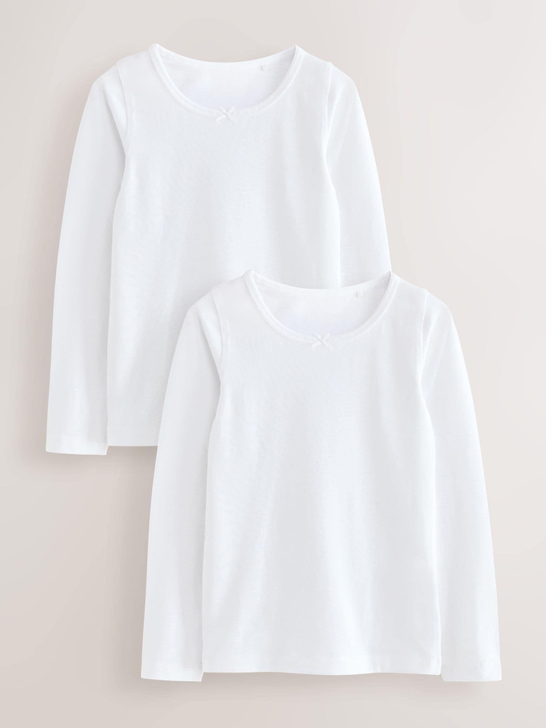 White Long Sleeve Vests 2 Pack (1.5-12yrs)