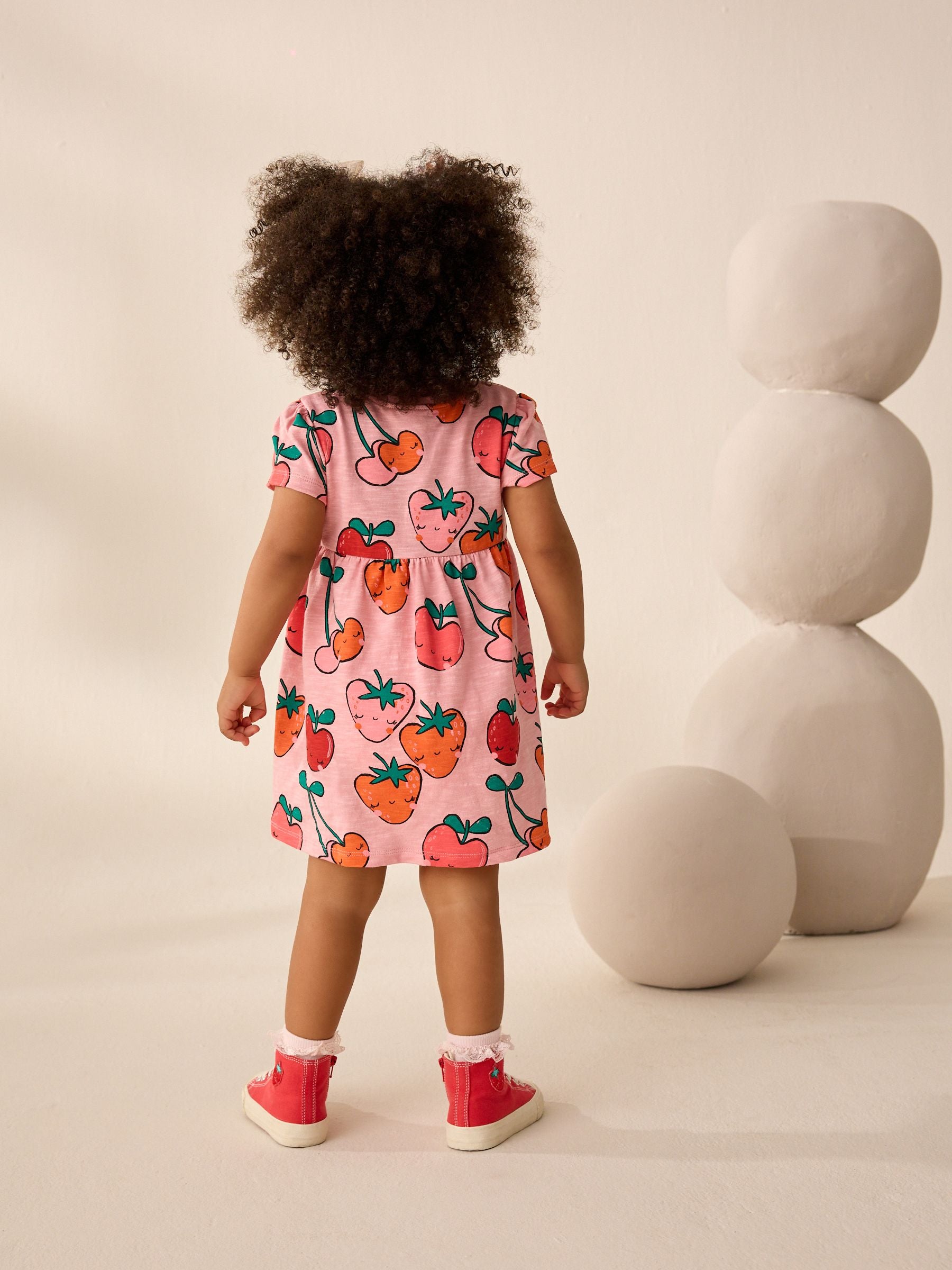 Strawberry Pink Short Sleeve Jersey Summer Dress (3mths-7yrs)