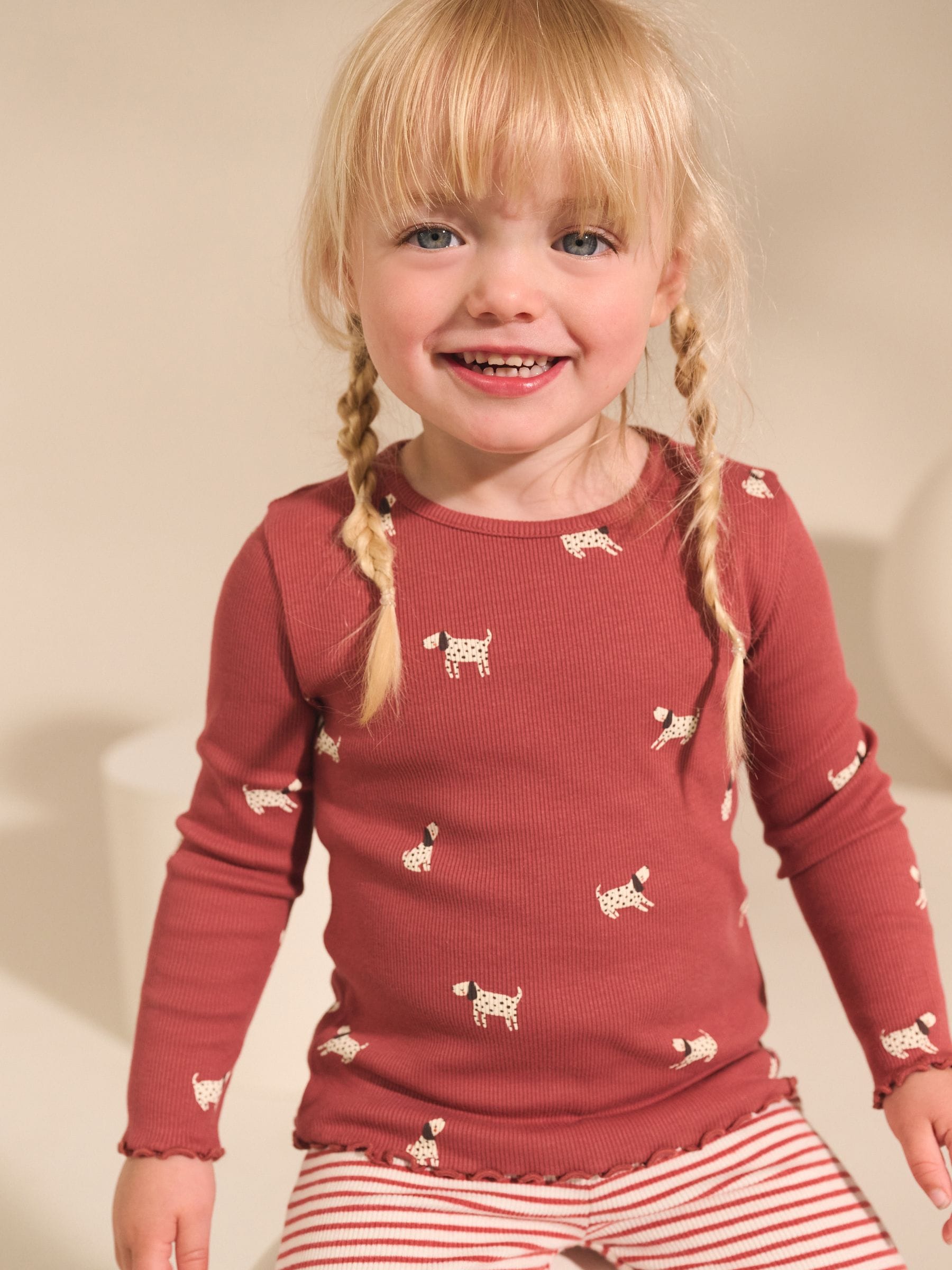 Autumnal Orange Long Sleeve Rib Tops 5 Pack (3mths-7yrs)
