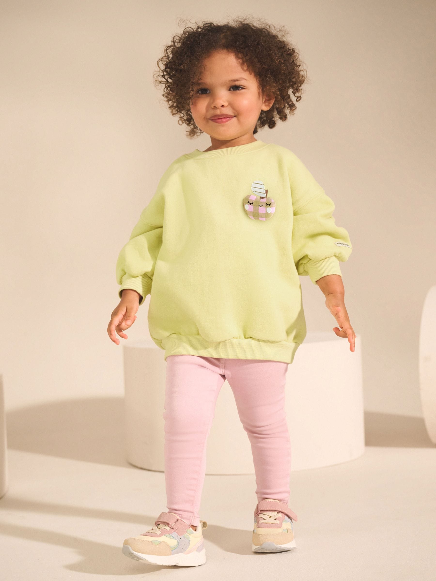 Lime Green Apple Character Crew Neck Sweatshirt (3mths-7yrs)