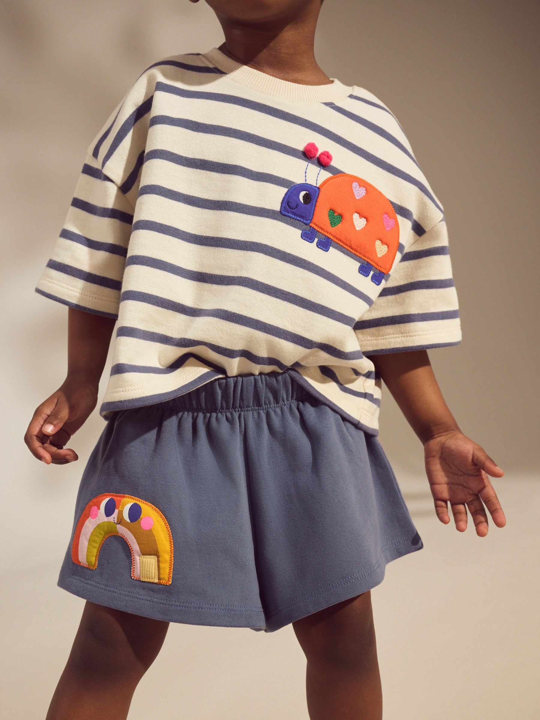 Navy Stripe Ladybird Top & Shorts Set (3mths-7yrs)