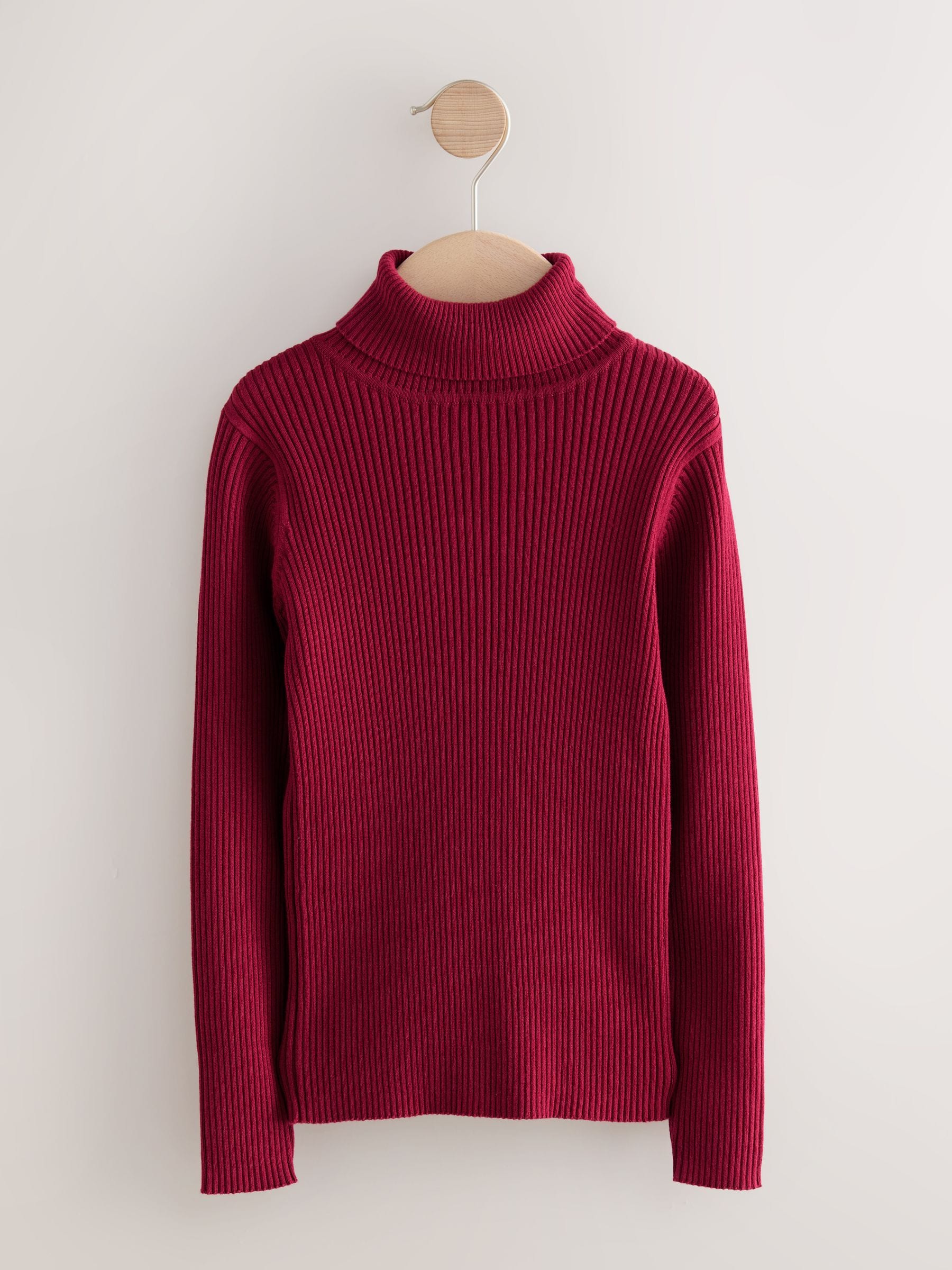 Berry Red Roll Neck Knit Jumper (3-16yrs)