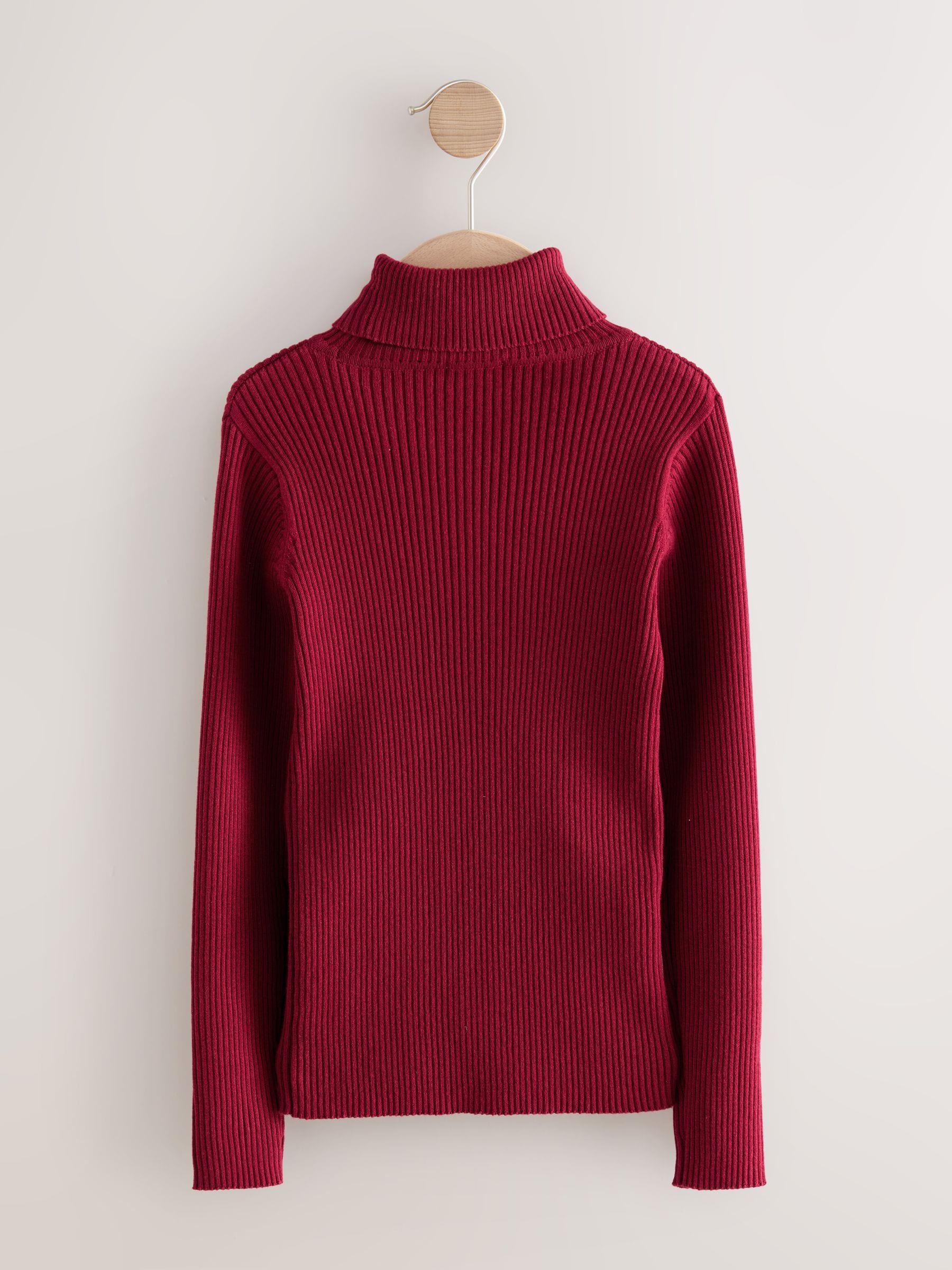 Berry Red Roll Neck Knit Jumper (3-16yrs)