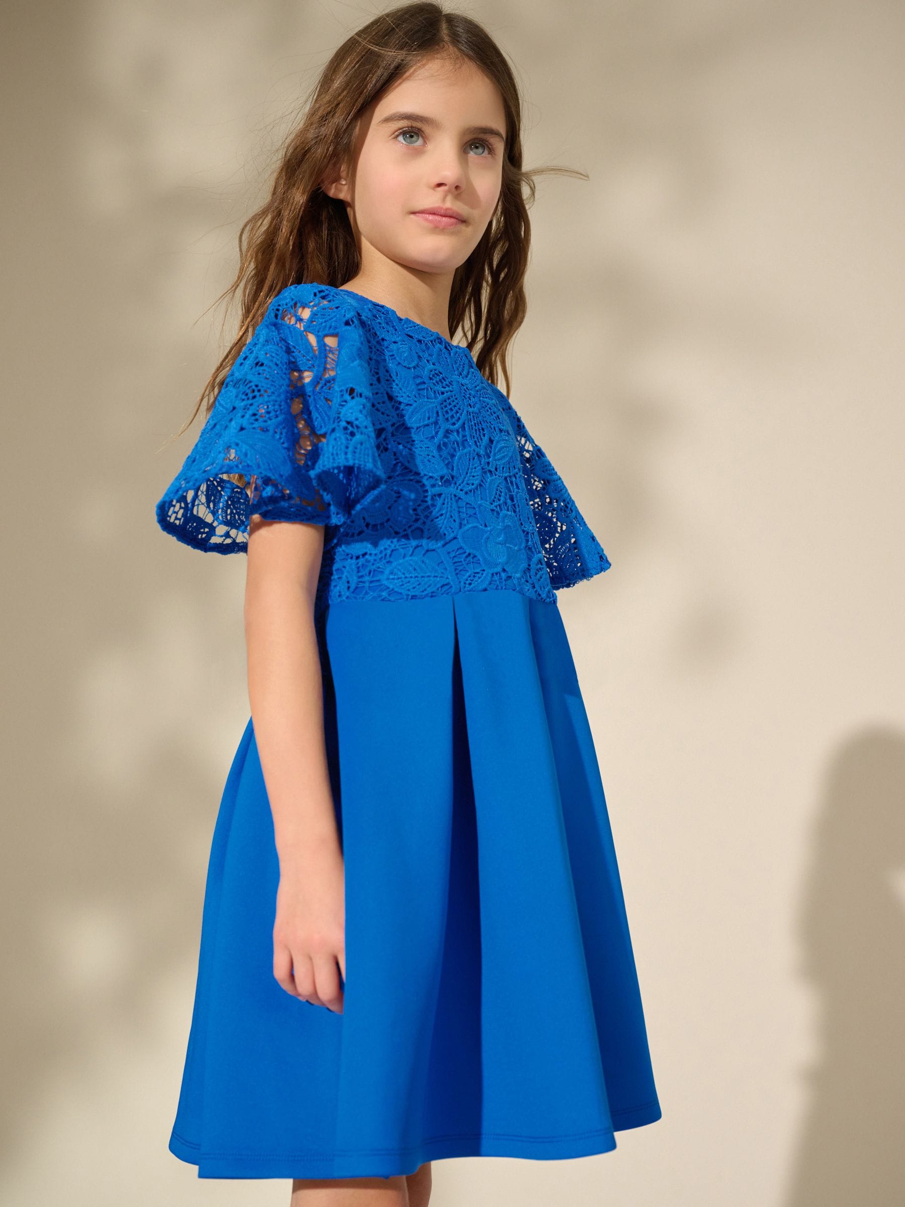 Cobalt Blue Lace Scuba Dress (3-16yrs)