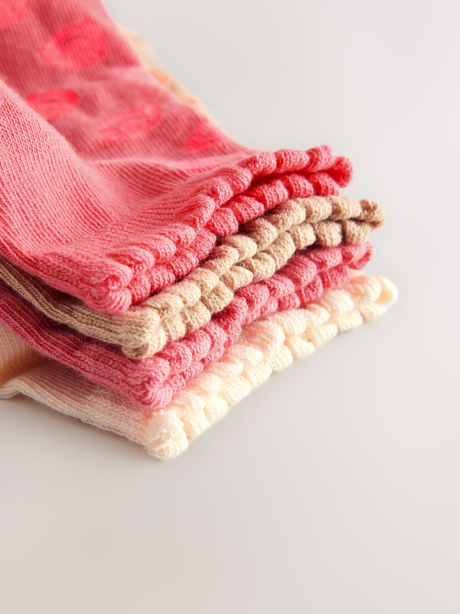 Pink/Tan 4 Pack Cotton Rich Trainer Socks