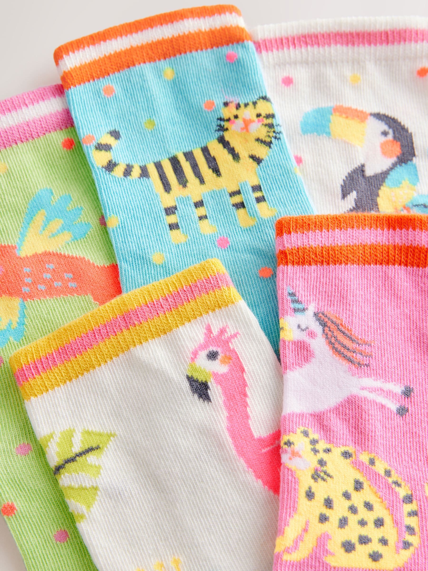 Multi 5 Pack Cotton Rich Flamingo Ankle Socks