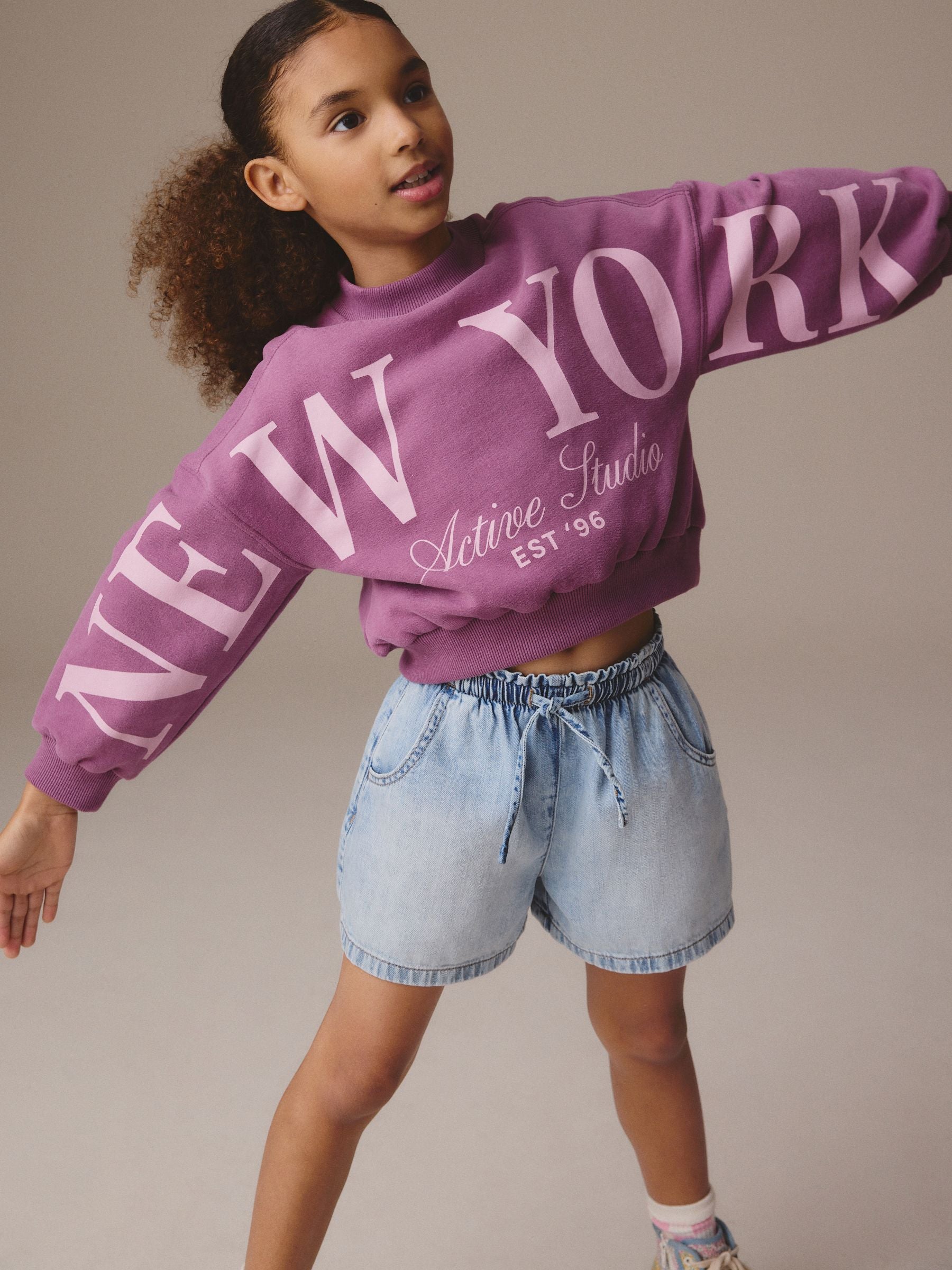 Berry Pink Slogan Varsity Sweatshirt (3-16yrs)