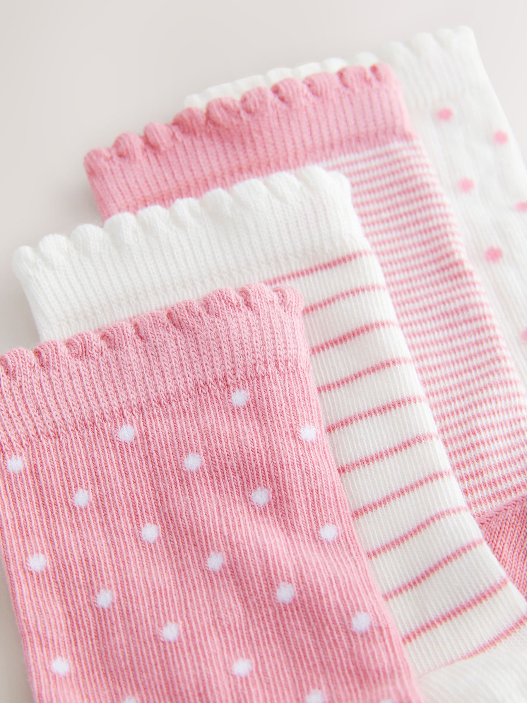 Pink And White 4 Pack Cotton Rich Ankle Socks