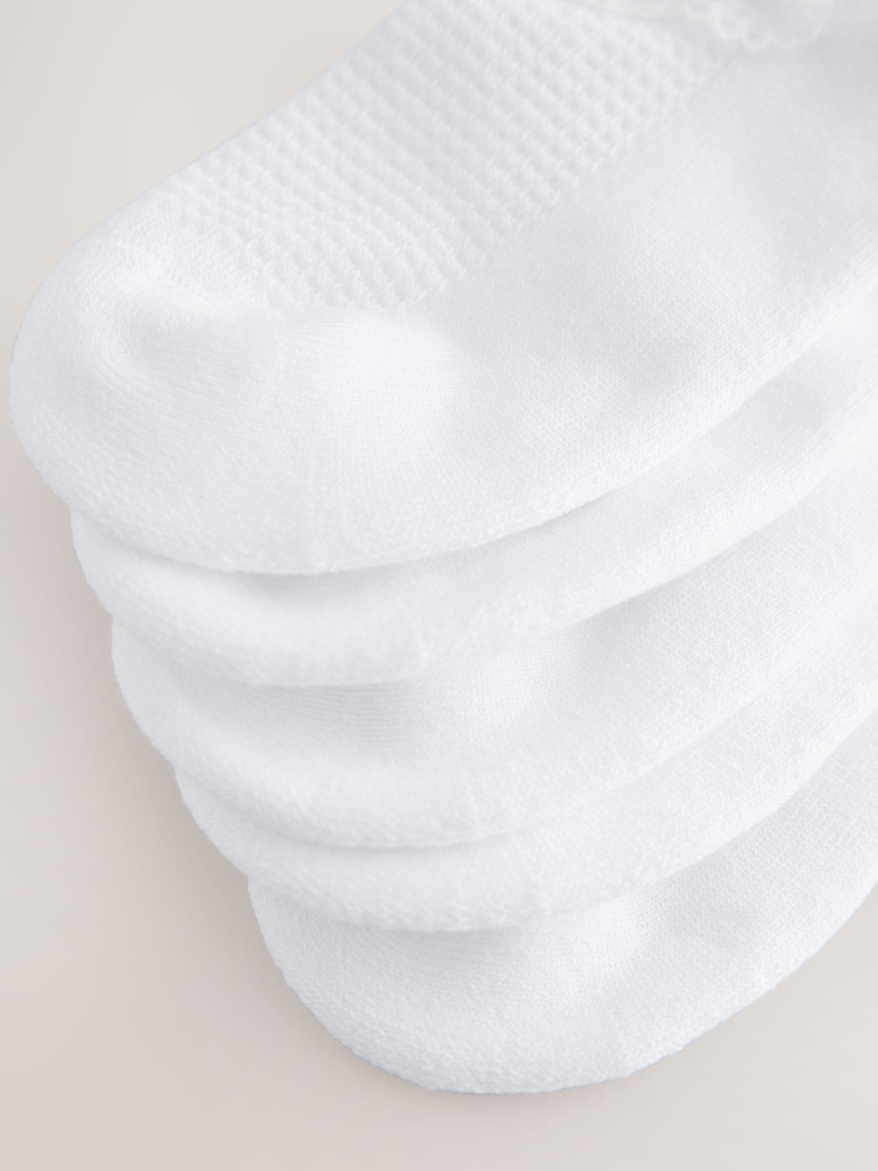 White 5 Pack Cotton Rich Cushioned Soles Ruffle Trainer Socks