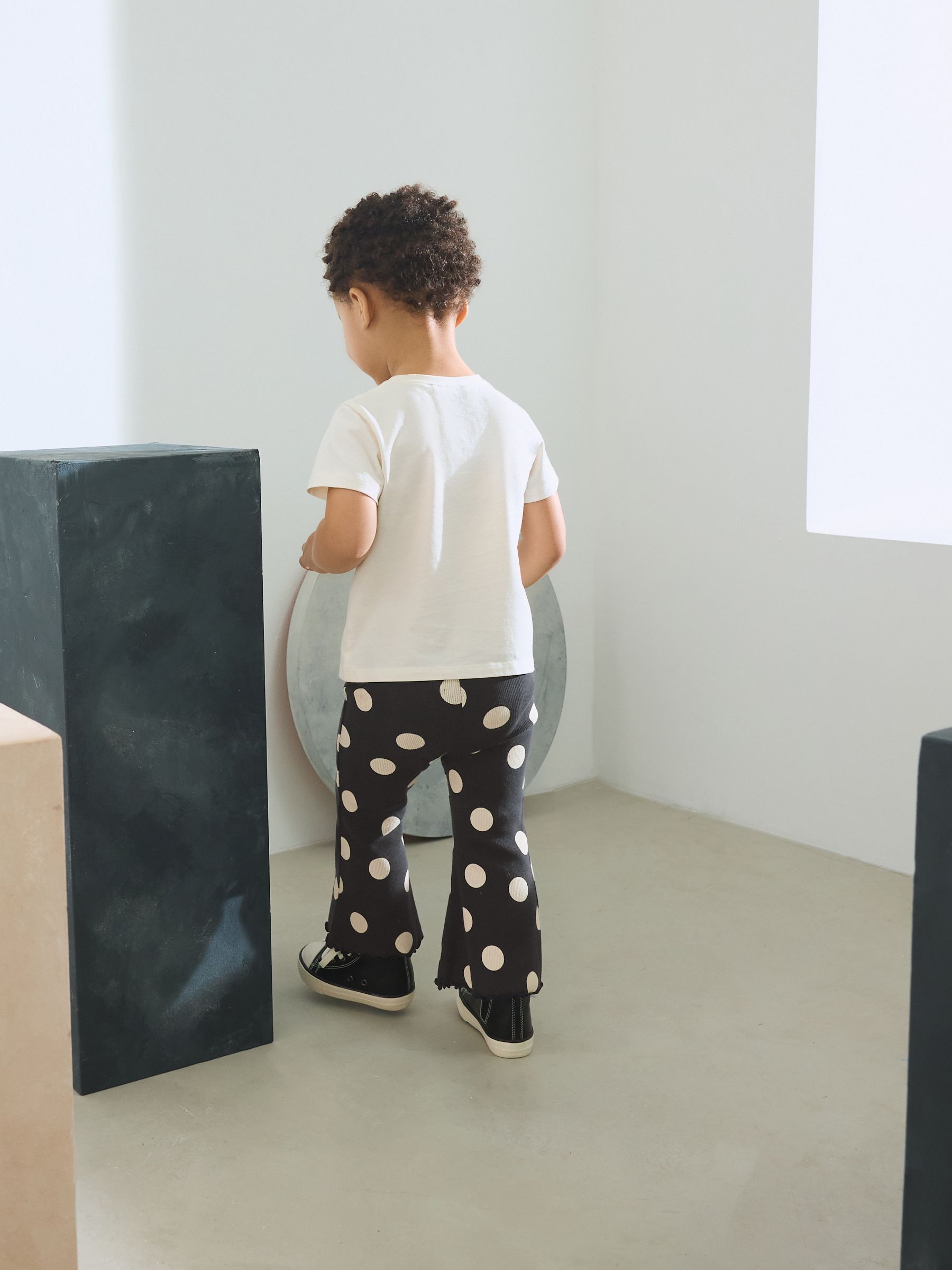 Monochrome Spot Rib Flare Leggings (3mths-7yrs)