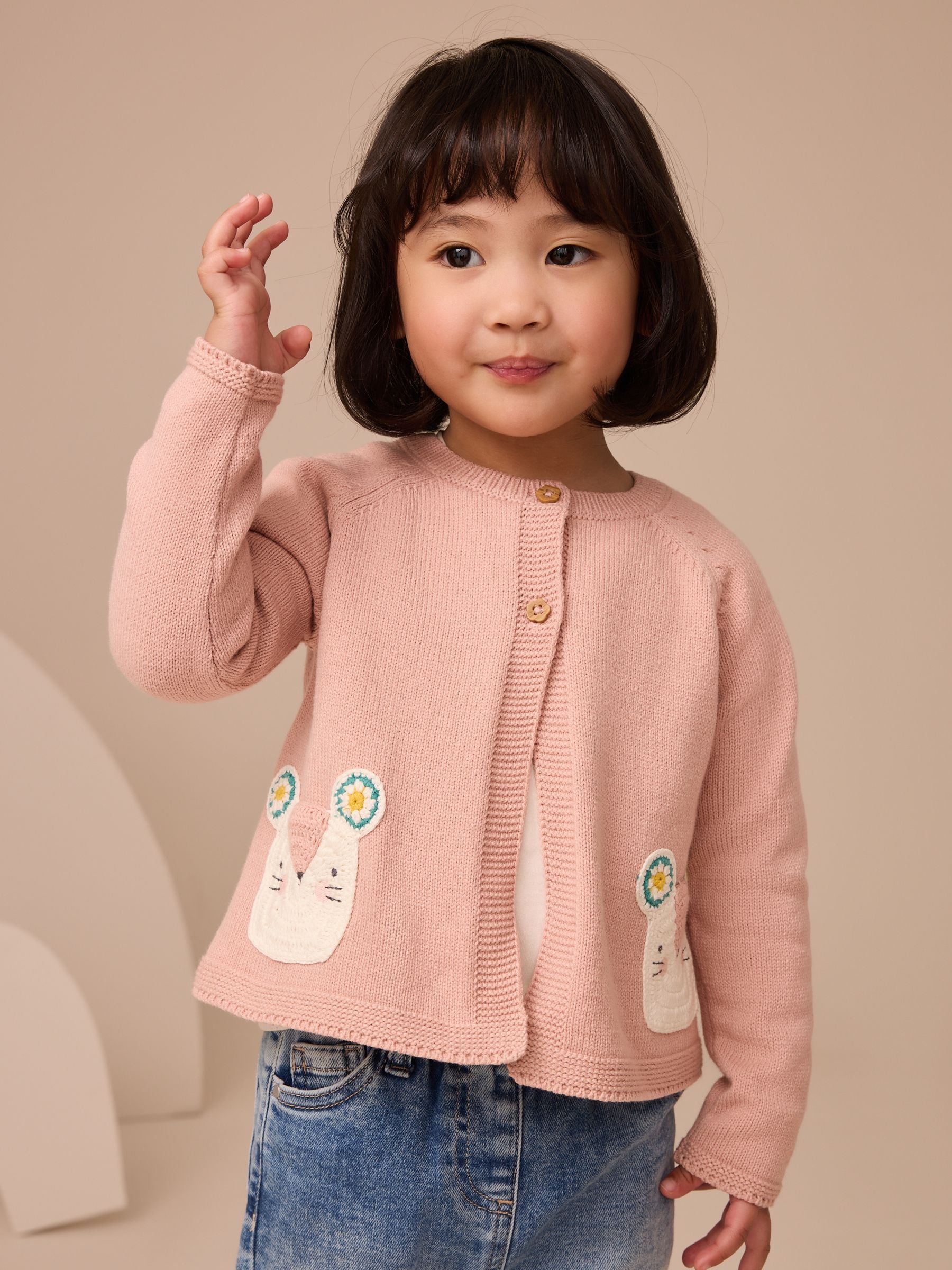 Pink Mouse Print Cardigan (3mths-7yrs)