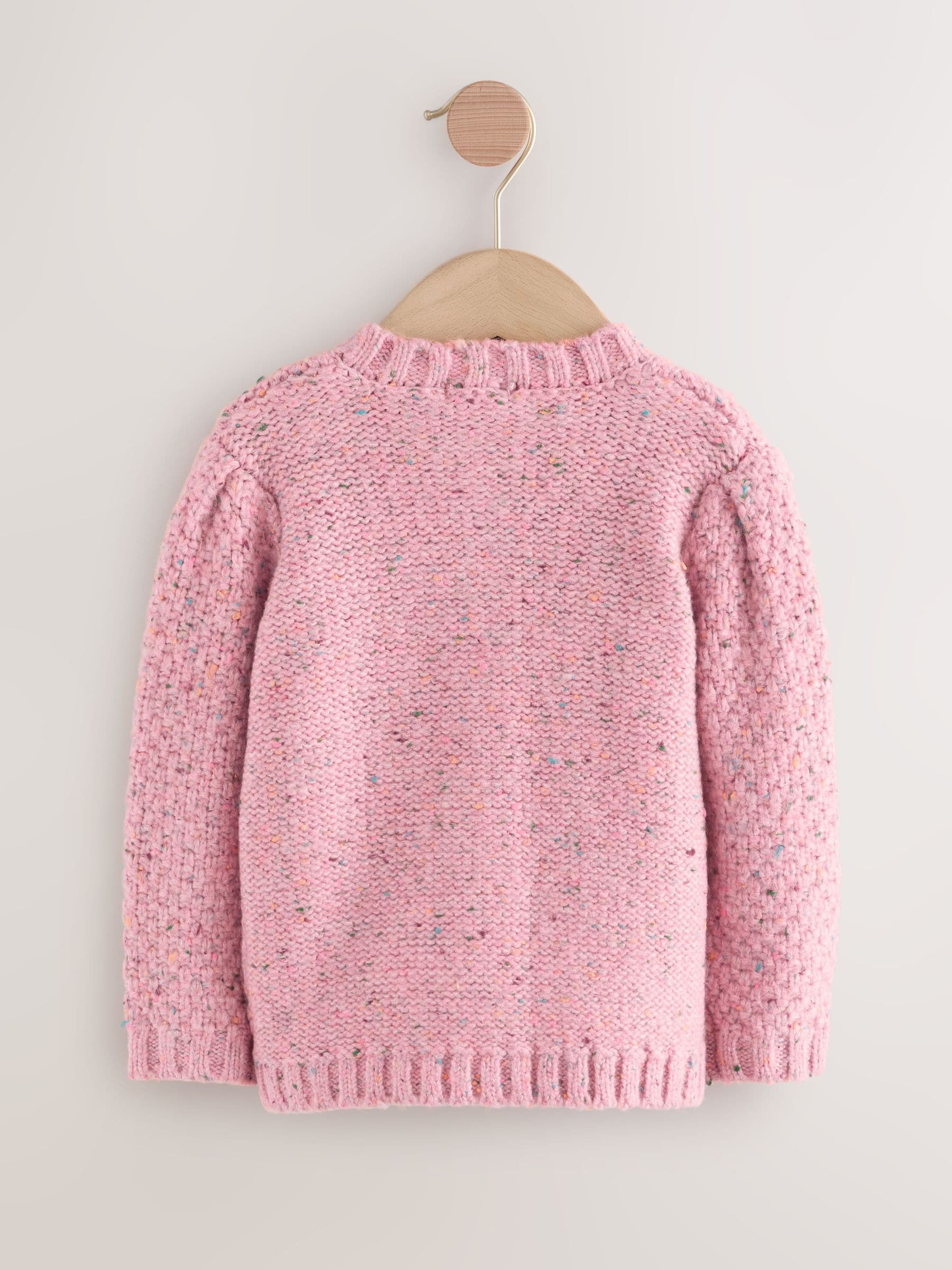 Pink Chunky Knit Bobble Cardigan (3mths-10yrs)