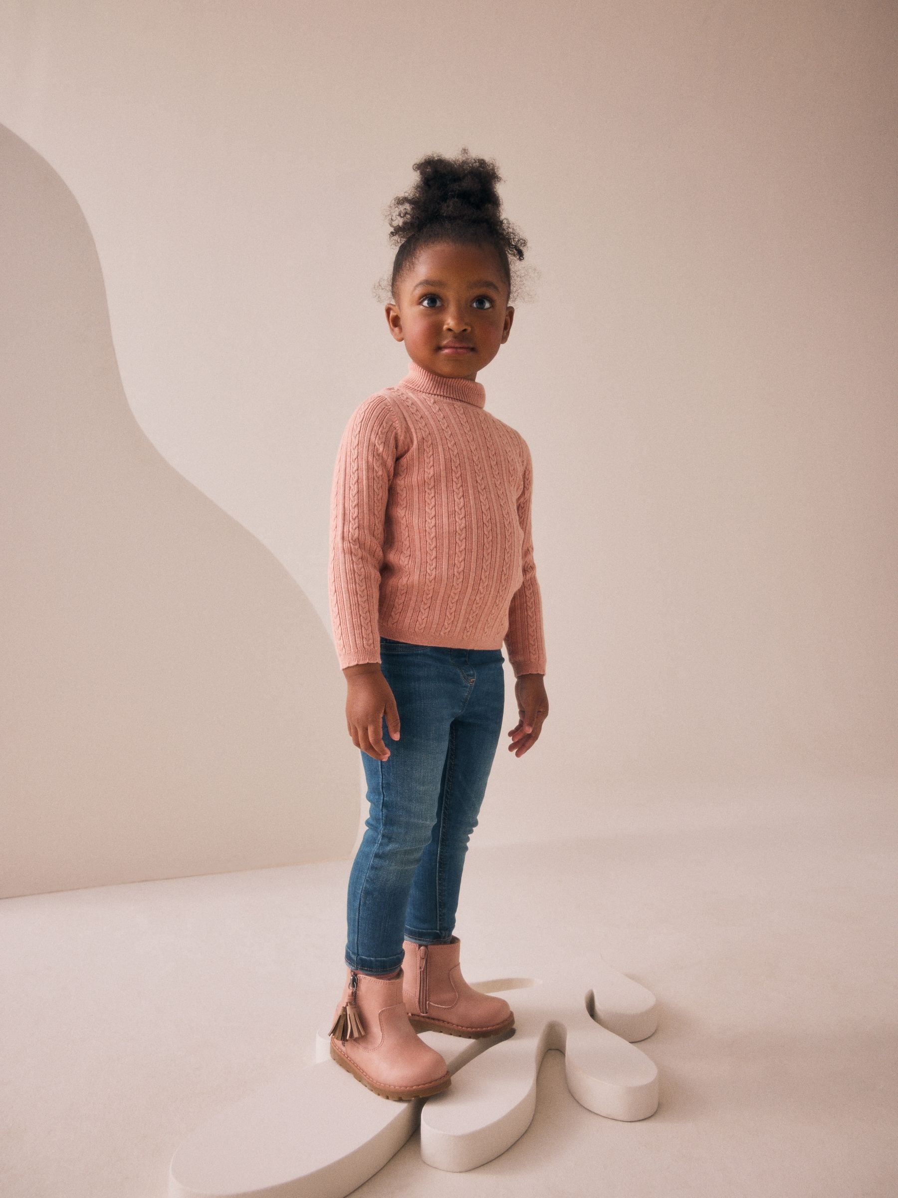 Pink Roll Neck Jumper (3mths-10yrs)