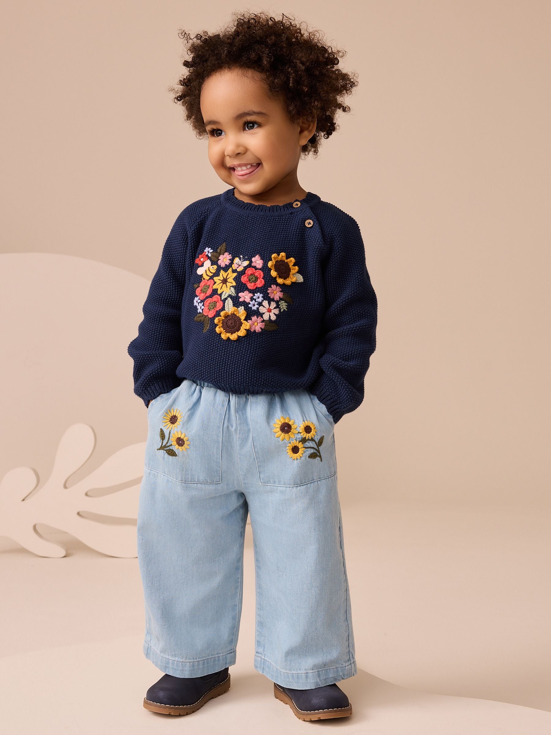 Blue Denim Sunflower Jeans and Jumper Set (3mths-7yrs)
