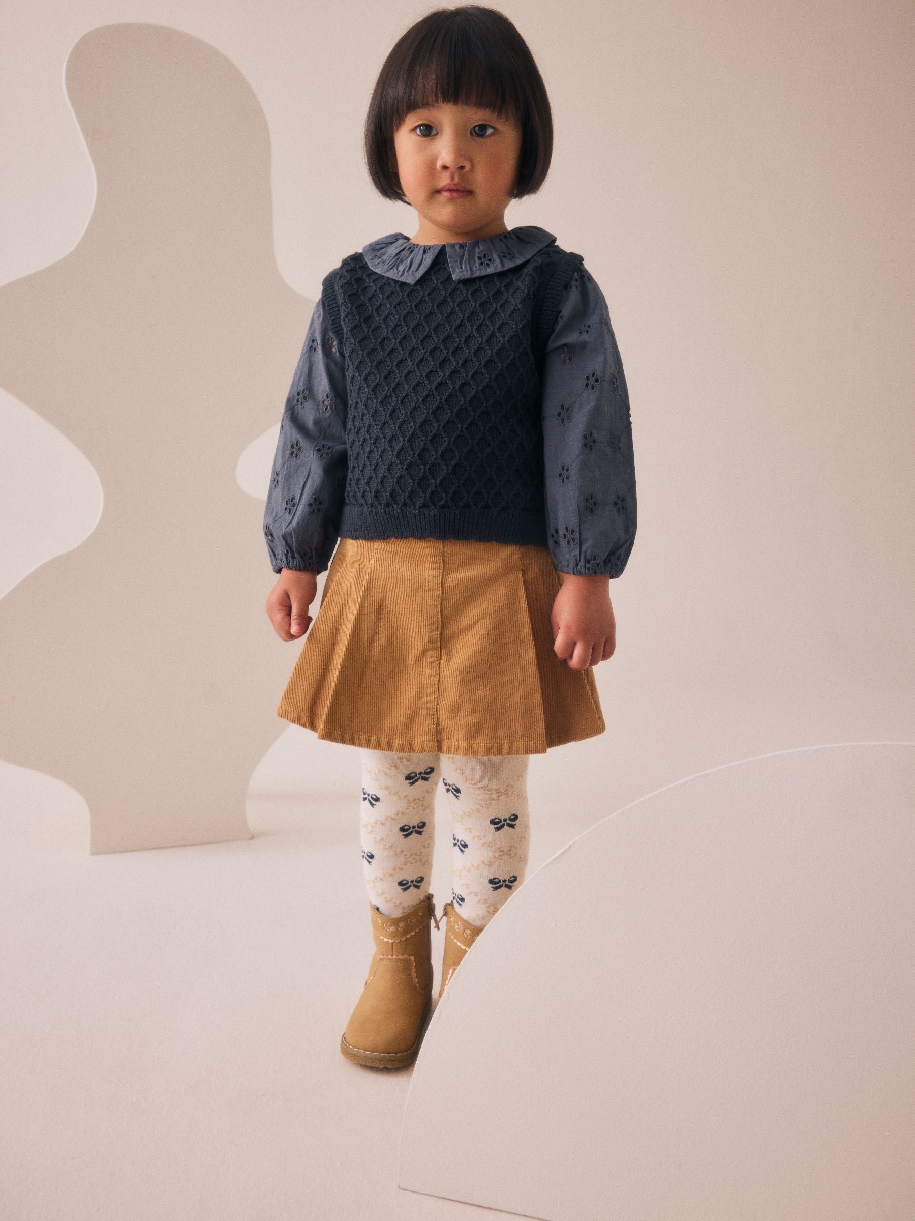 Navy Mock Layer Knit Jumper (3mths-7yrs)