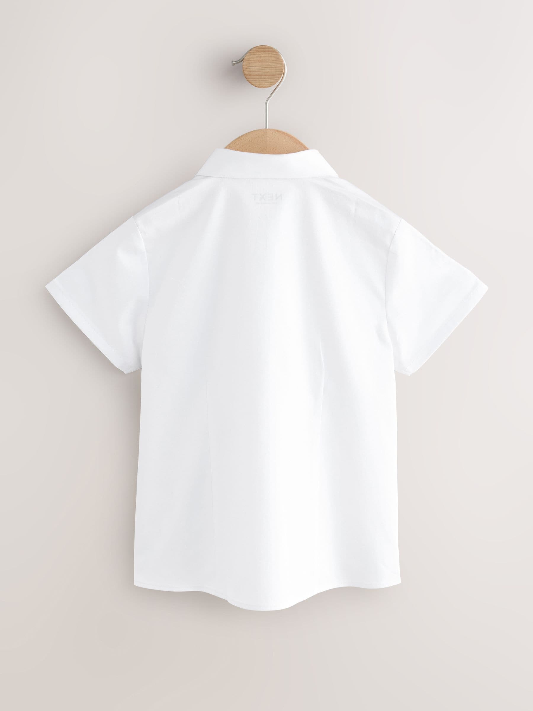 White Touch Fastening Cotton Rich Stretch Short Sleeve School Shirt (3-17yrs)