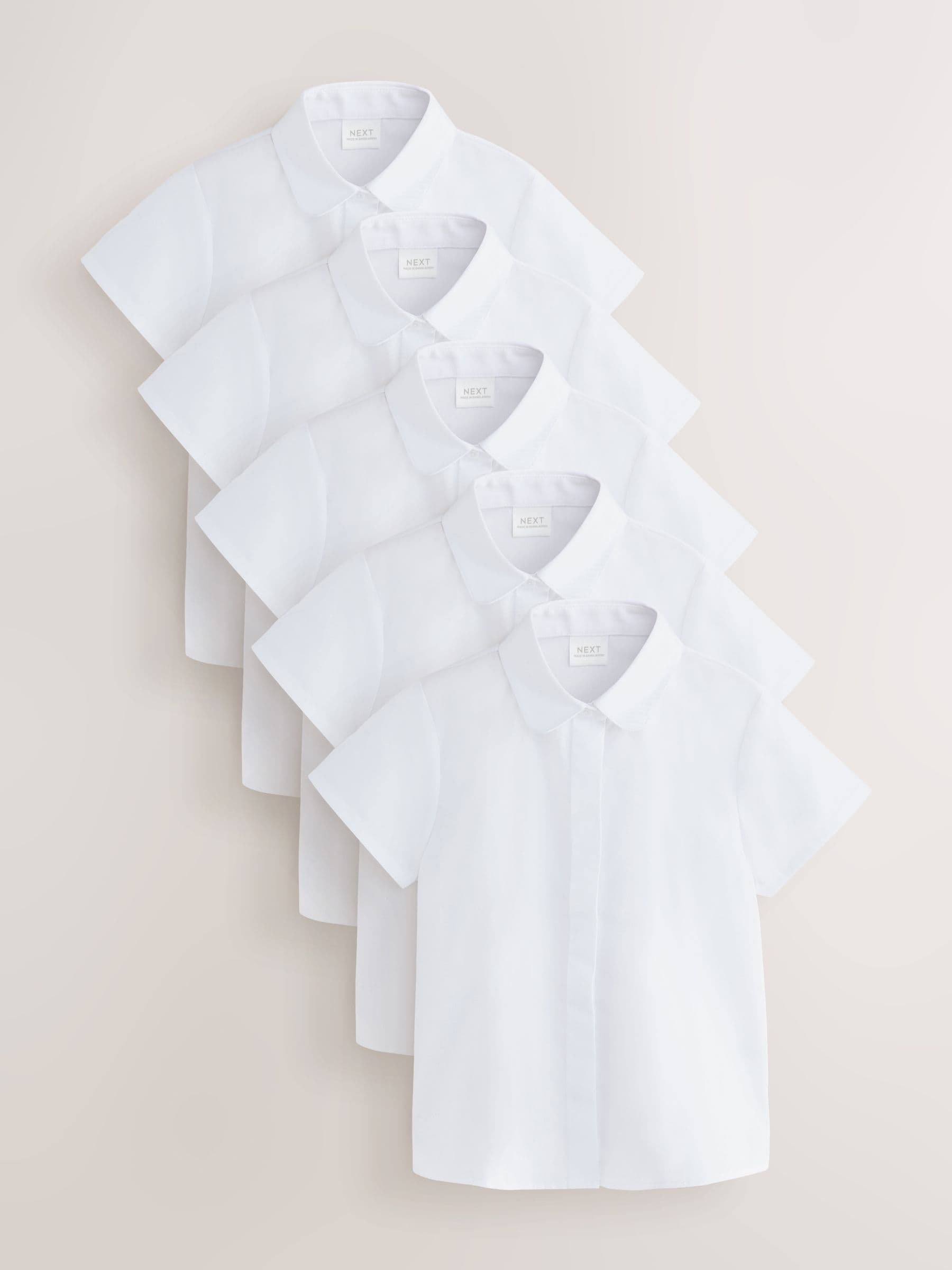 White Short Sleeve Fitted School Shirts 5 Pack (3-18yrs)