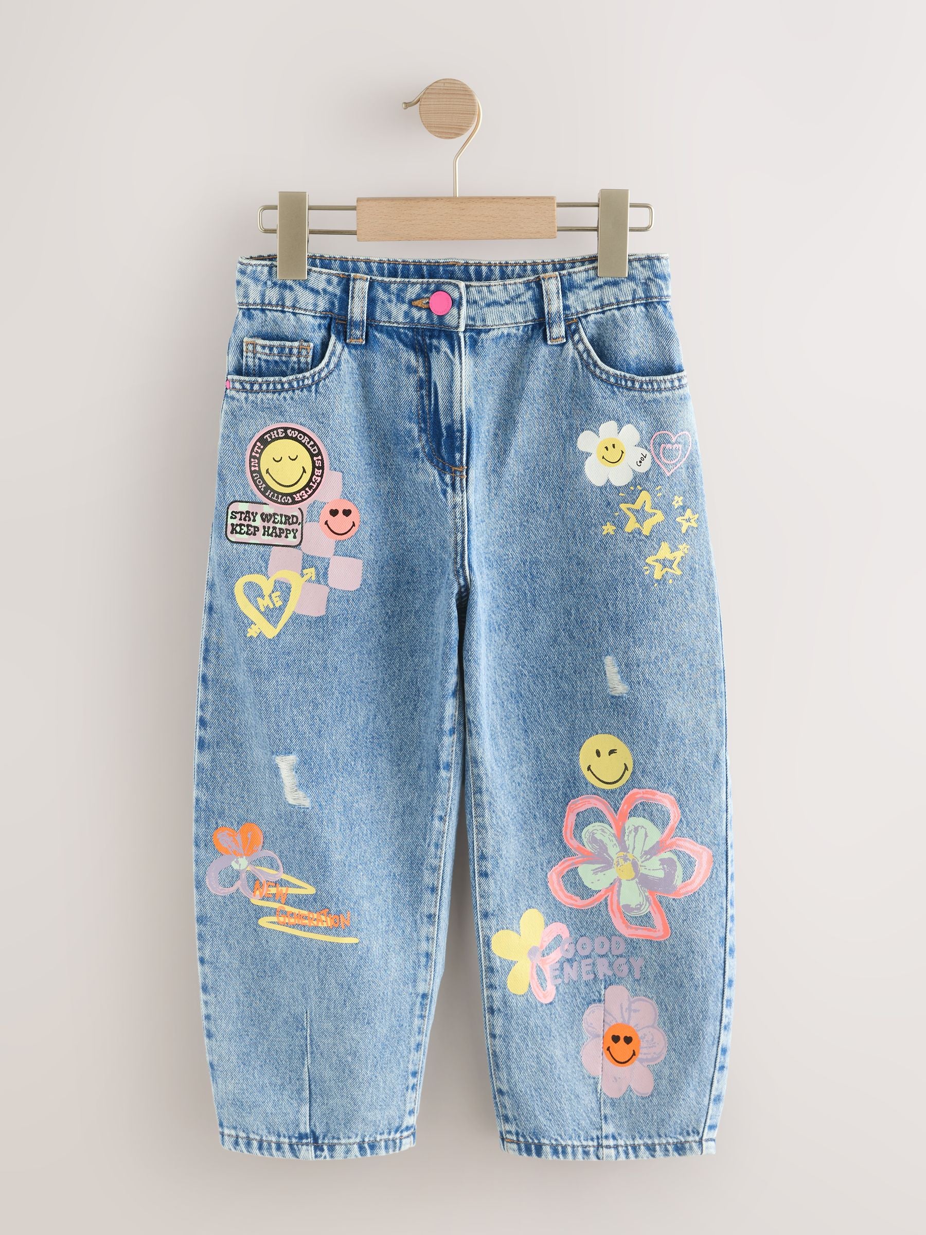 Blue Denim SmileyWorld® Barrel Jeans (3-16yrs)
