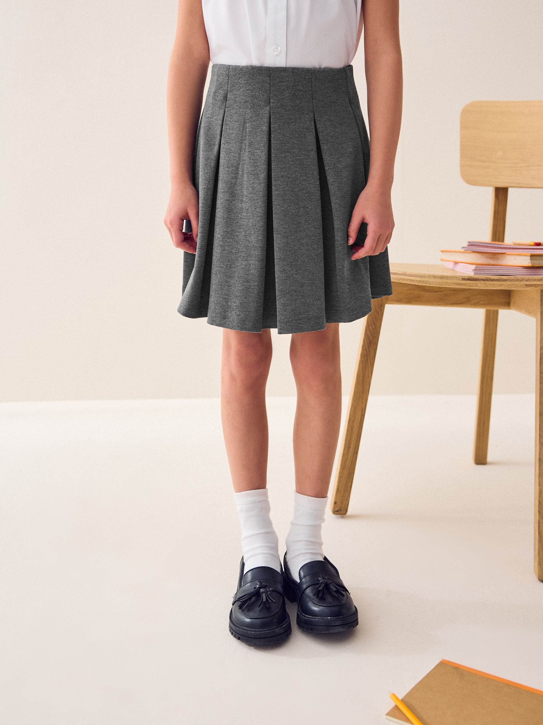 Grey Jersey Pleated School Skirt (3-17yrs)