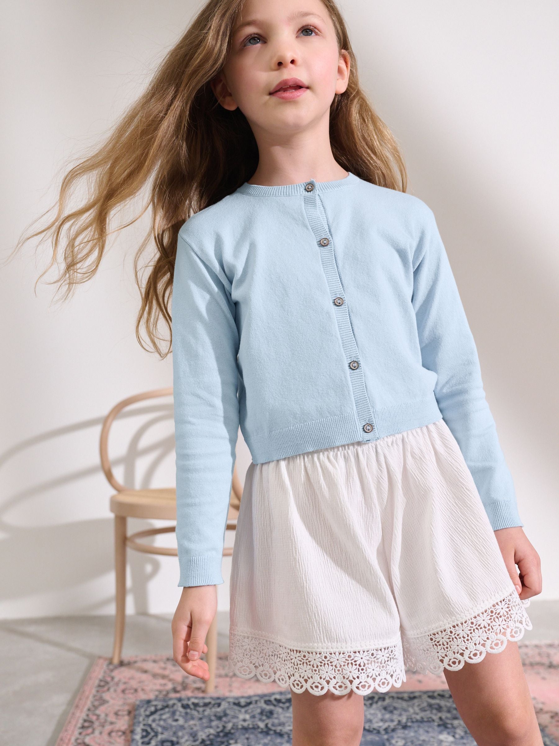 Blue Button Up Cardigan (3-16yrs)