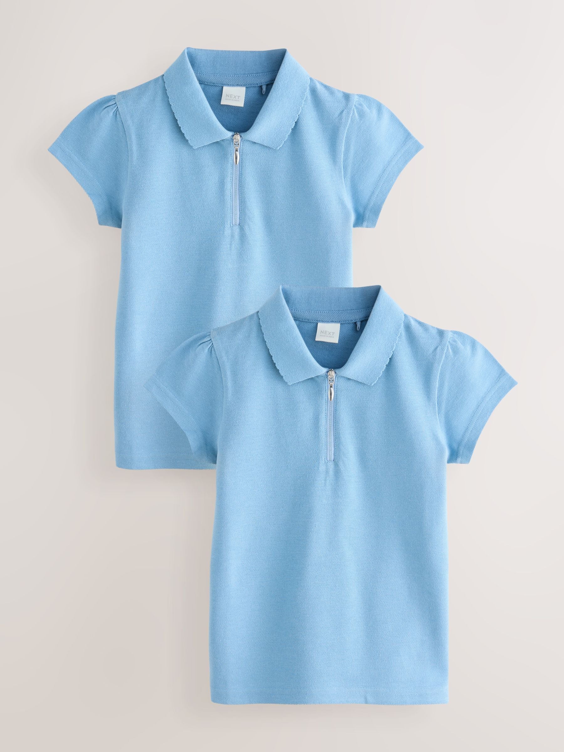 Blue 2 Packs Zip Polo Shirts (3-16yrs)