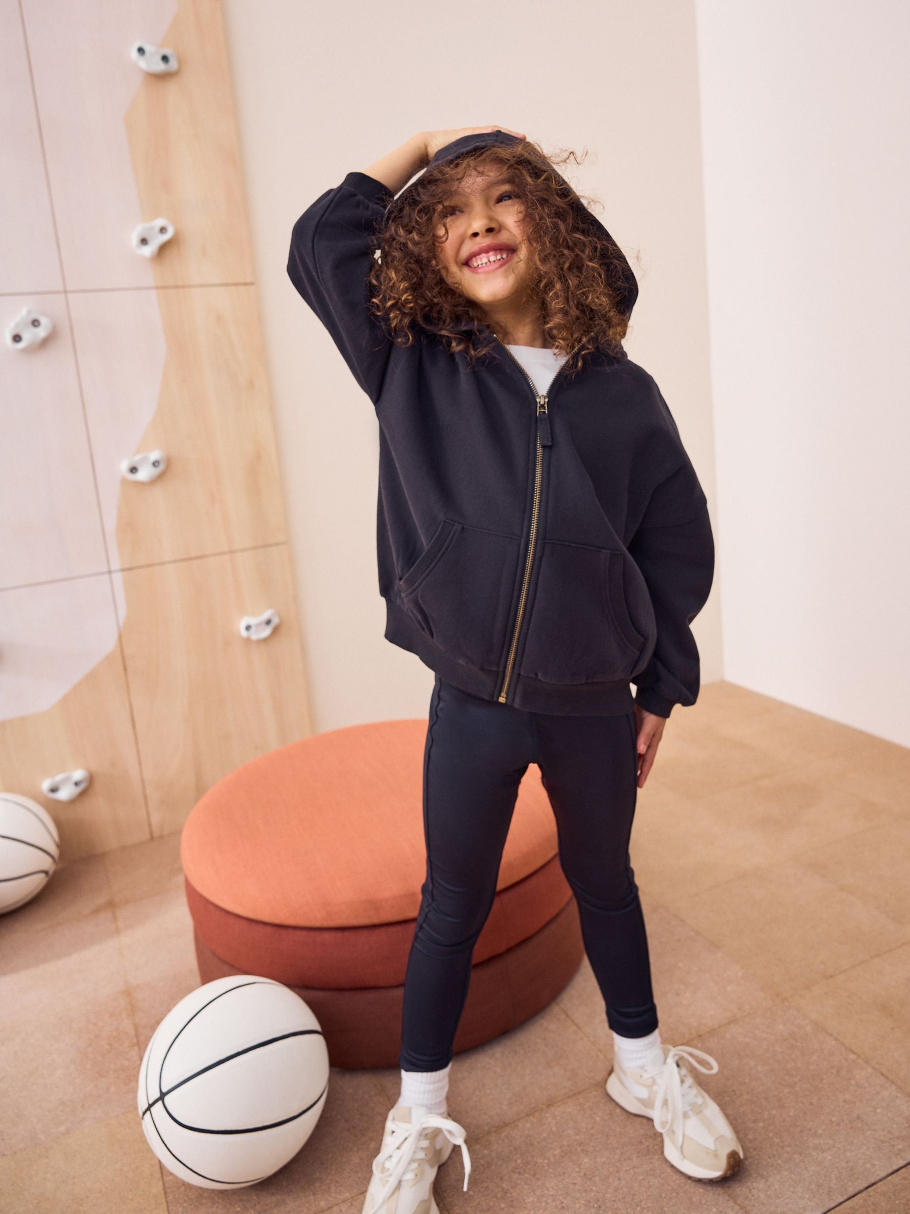 Black Cotton Rich Zip Through Sports Hoodie (3-16yrs)