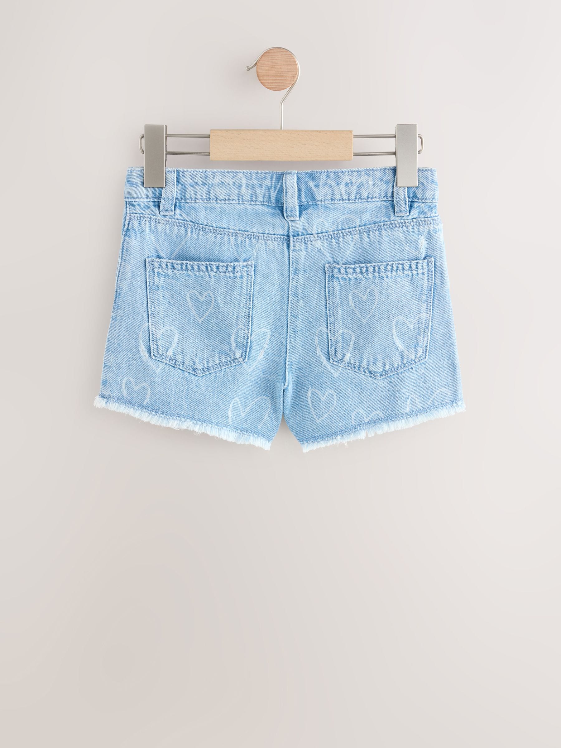 Blue Denim Regular Length Frayed Edge Denim Shorts (3-16yrs)