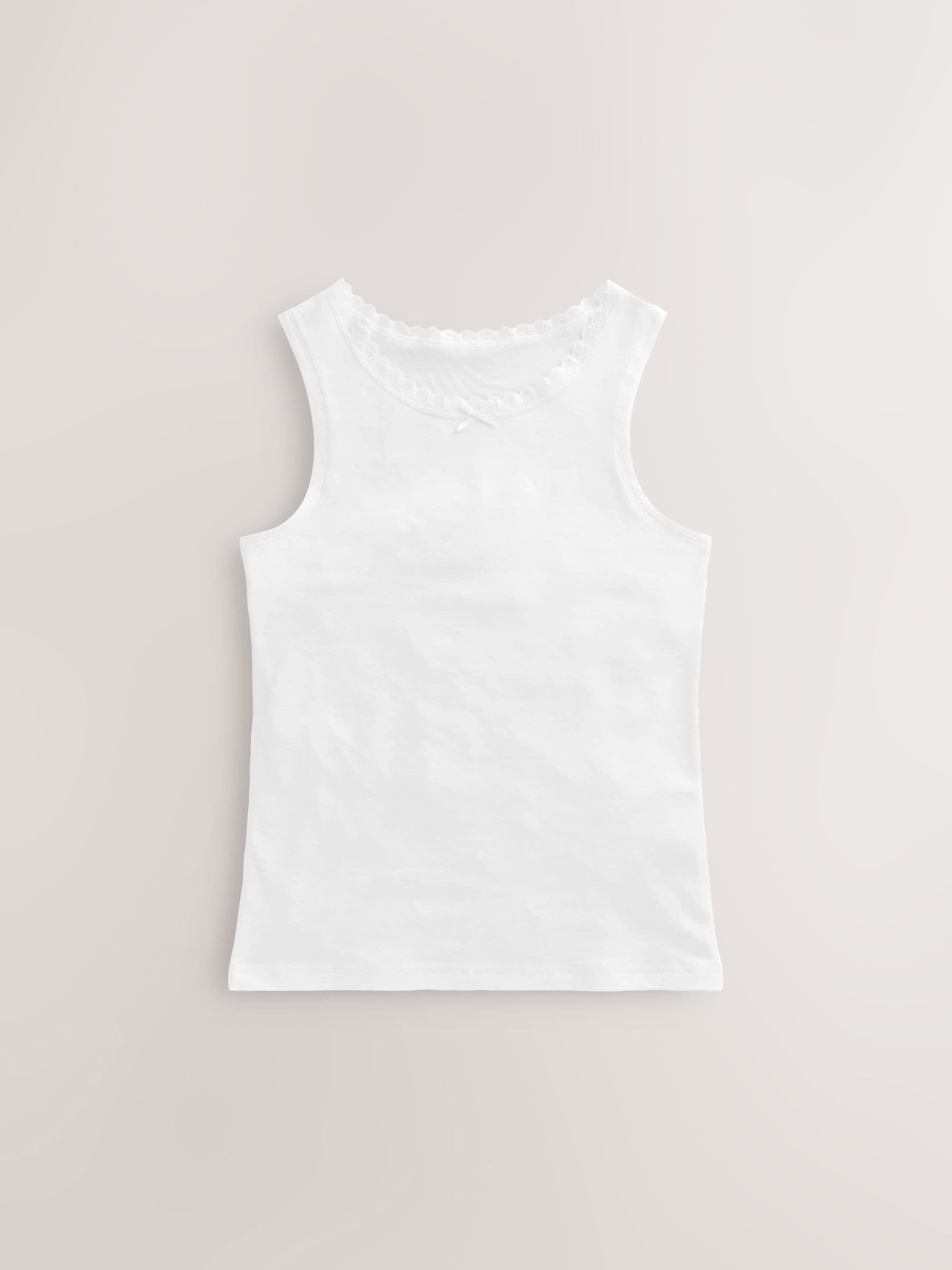 White 10 Pack Lace Trim Vest (1.5-16yrs)