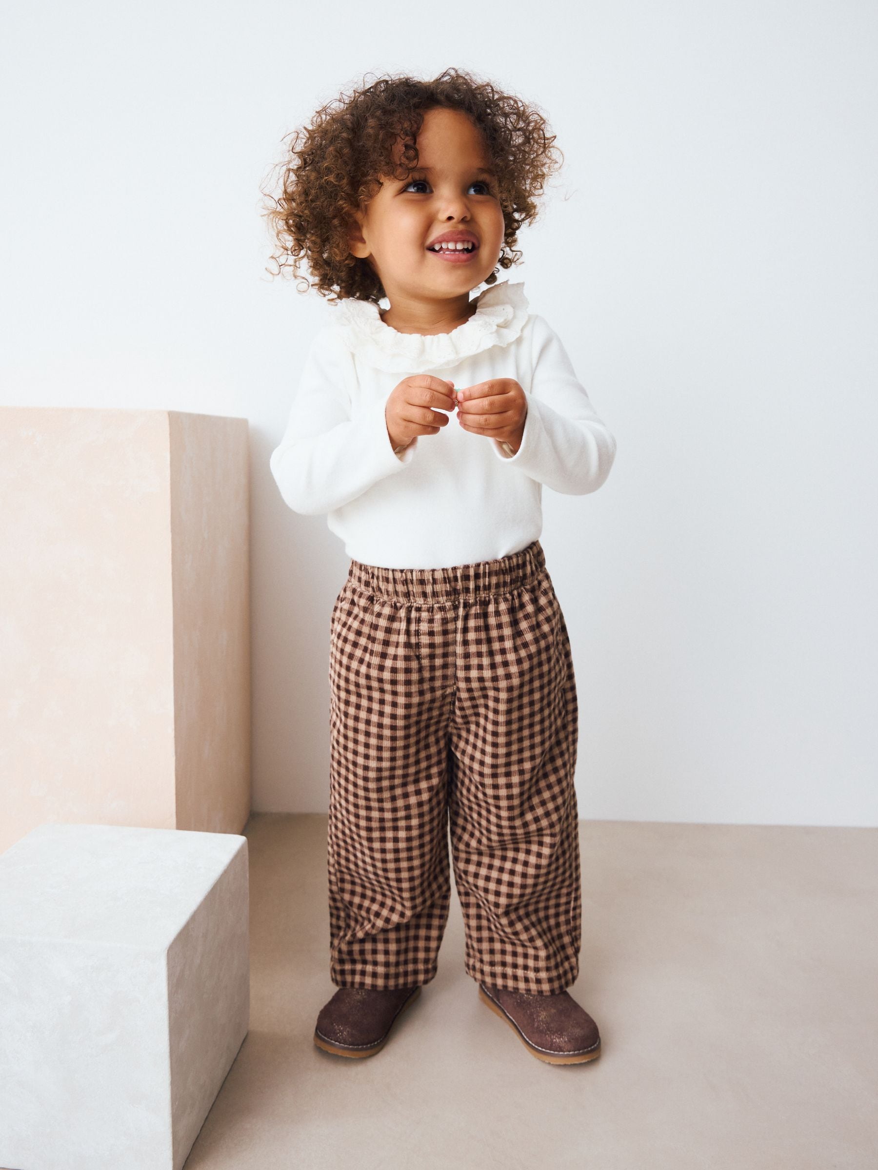 Brown Corduroy Gingham Trousers (3mths-7yrs)