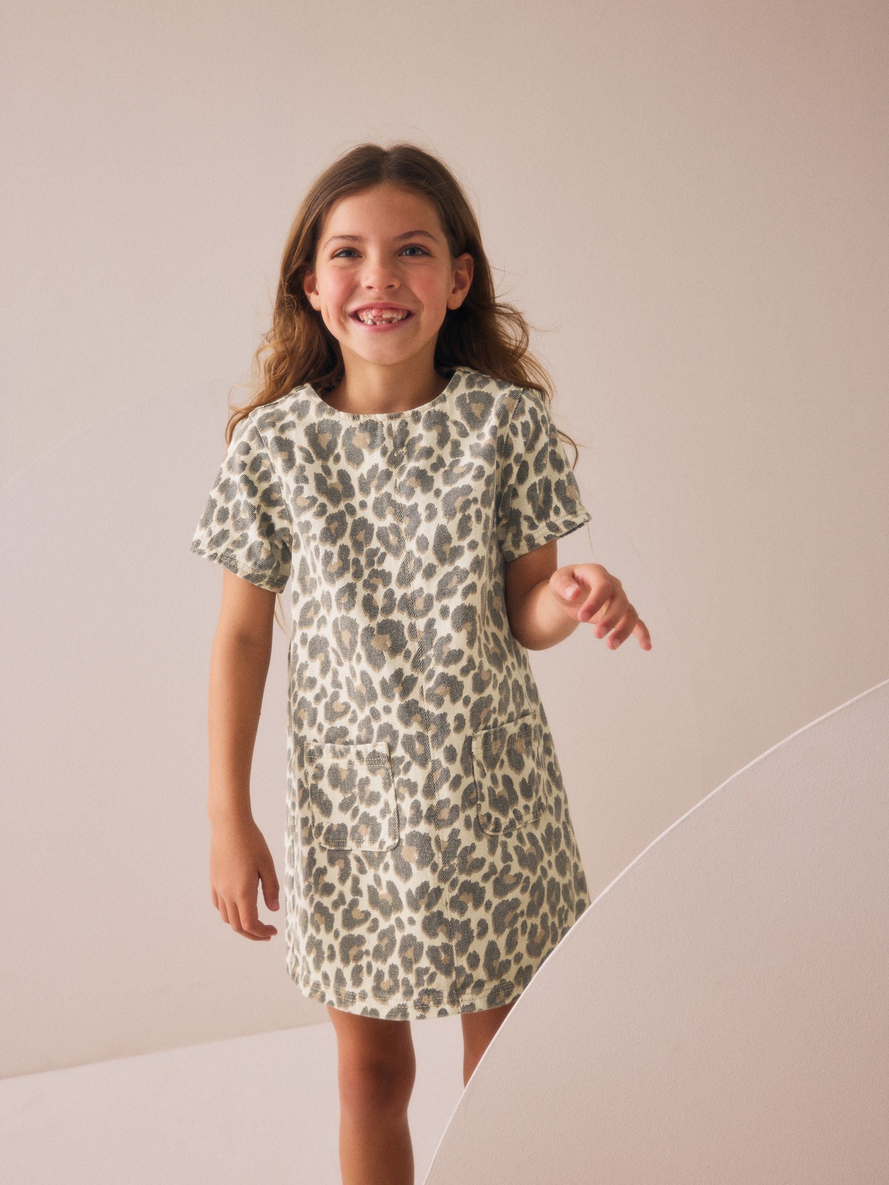 Animal Print 100% Cotton Shift Dress (3-16yrs)