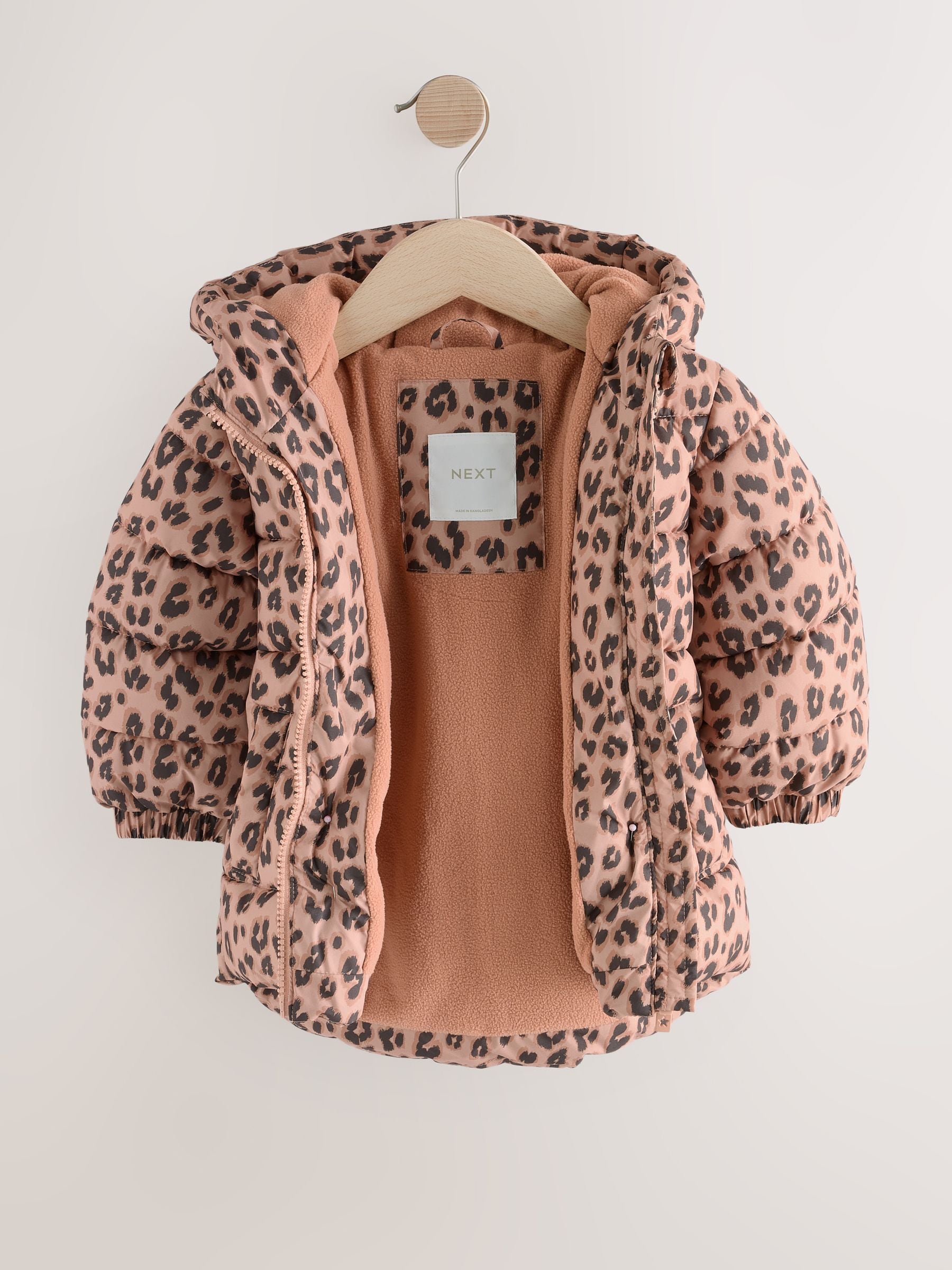 Brown Shower Resistant Fleece Lined Hooded Padded Coat (3mths-7yrs)