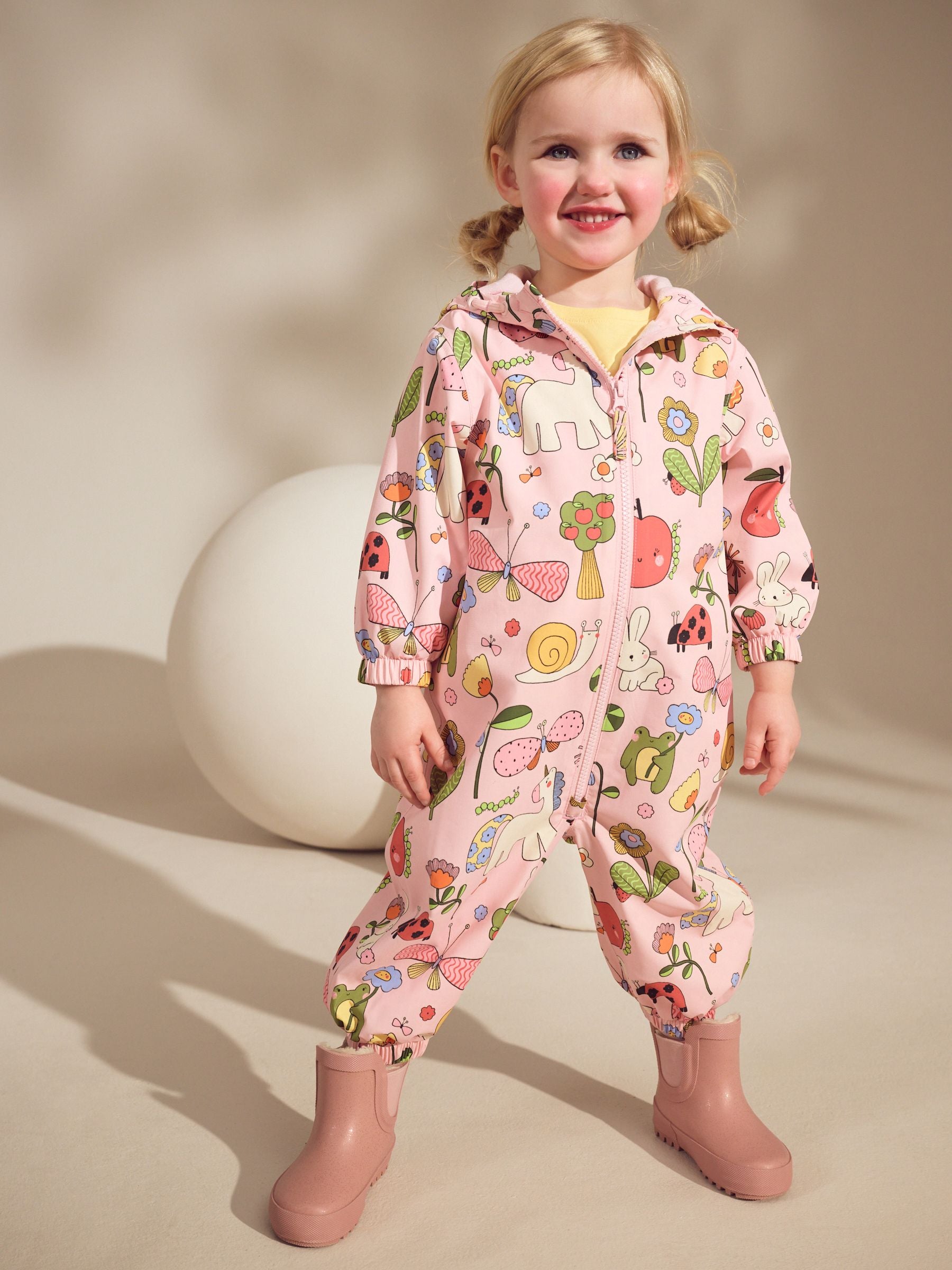 Multi Pink Waterproof Hooded Puddlesuit (3mths-7yrs)