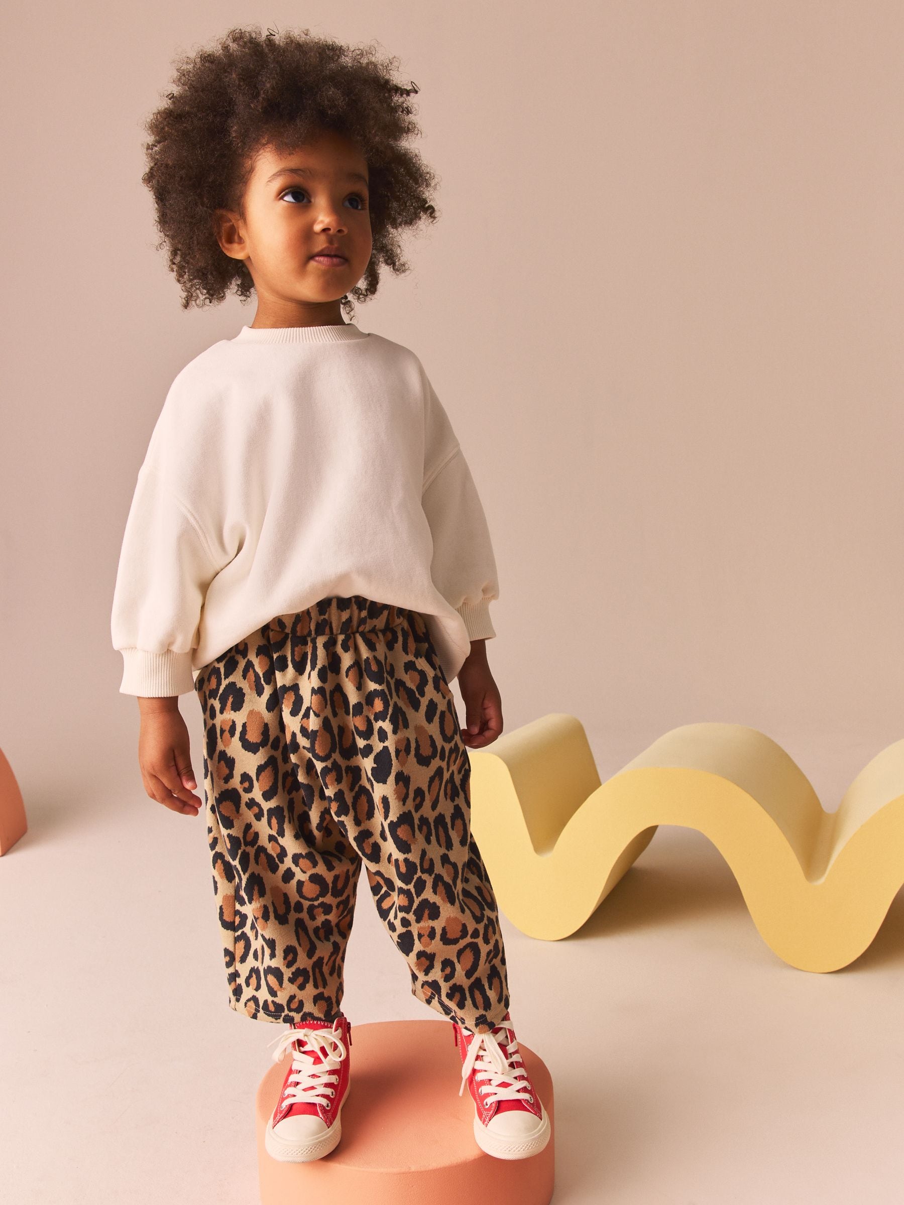 Animal Leopard Print Textured Barrel Leg Trousers (3mths-7yrs)