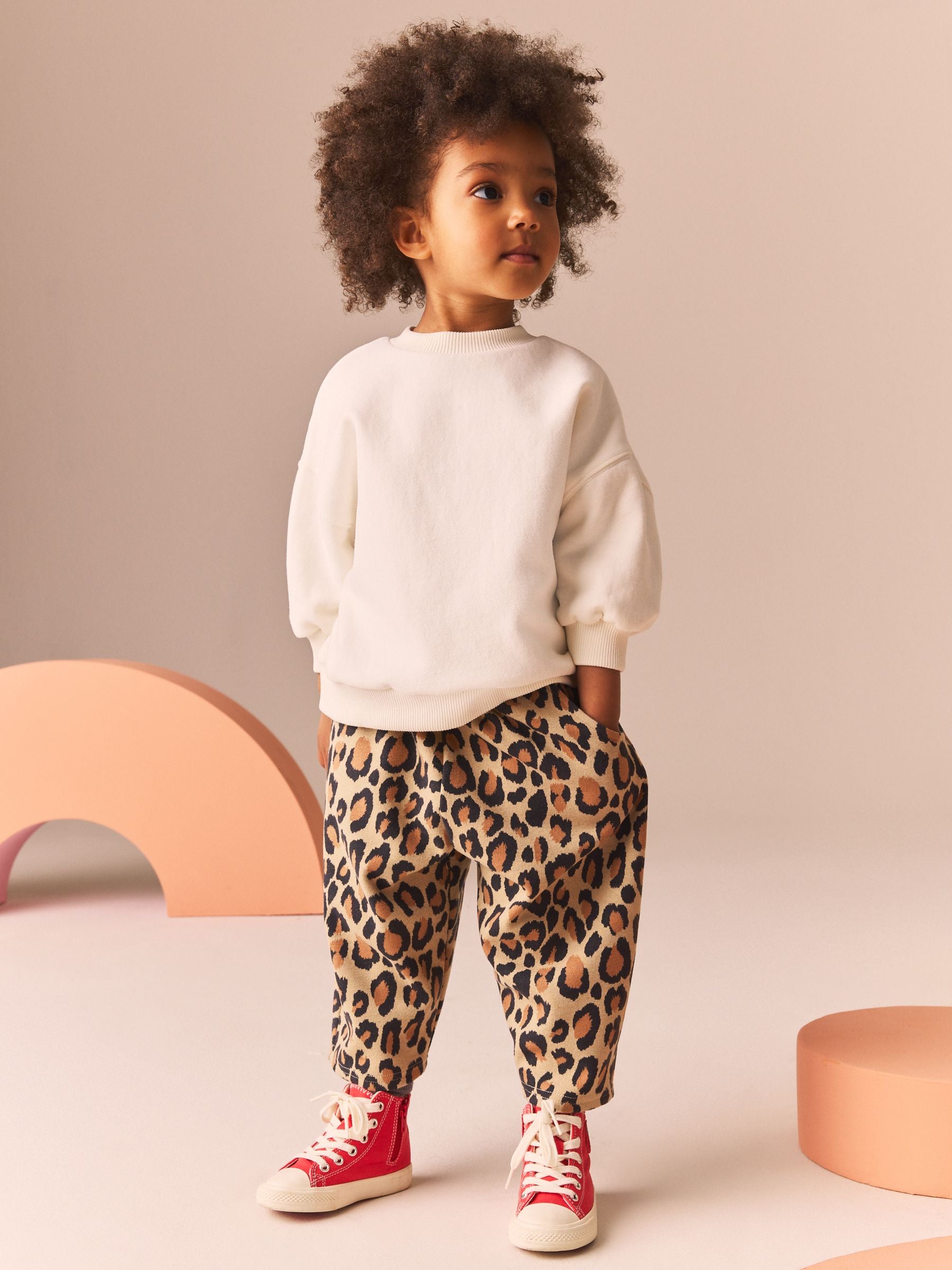 Animal Leopard Print Textured Barrel Leg Trousers (3mths-7yrs)