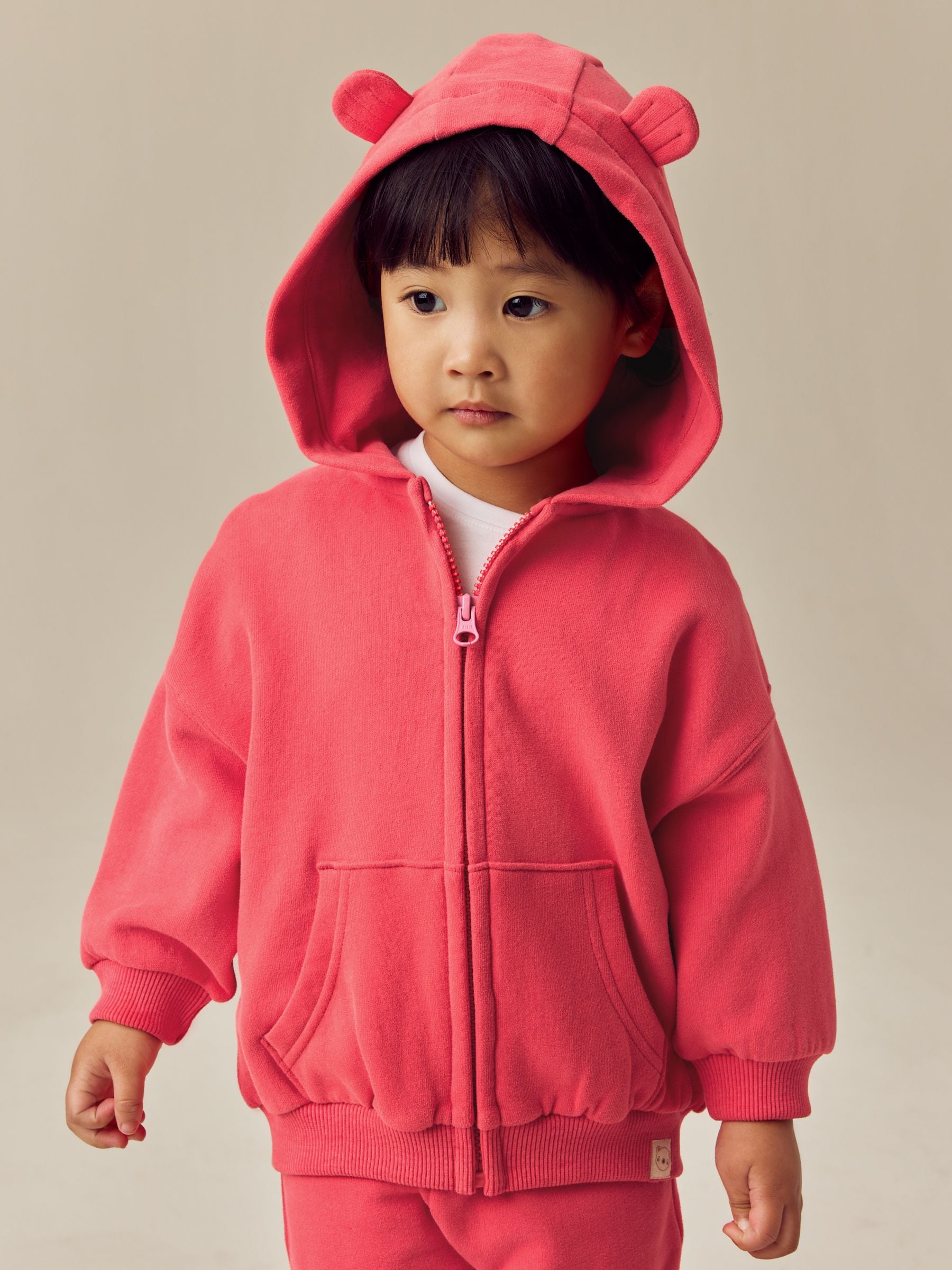 Coral Pink Zip Through Hoodie (3mths-7yrs)