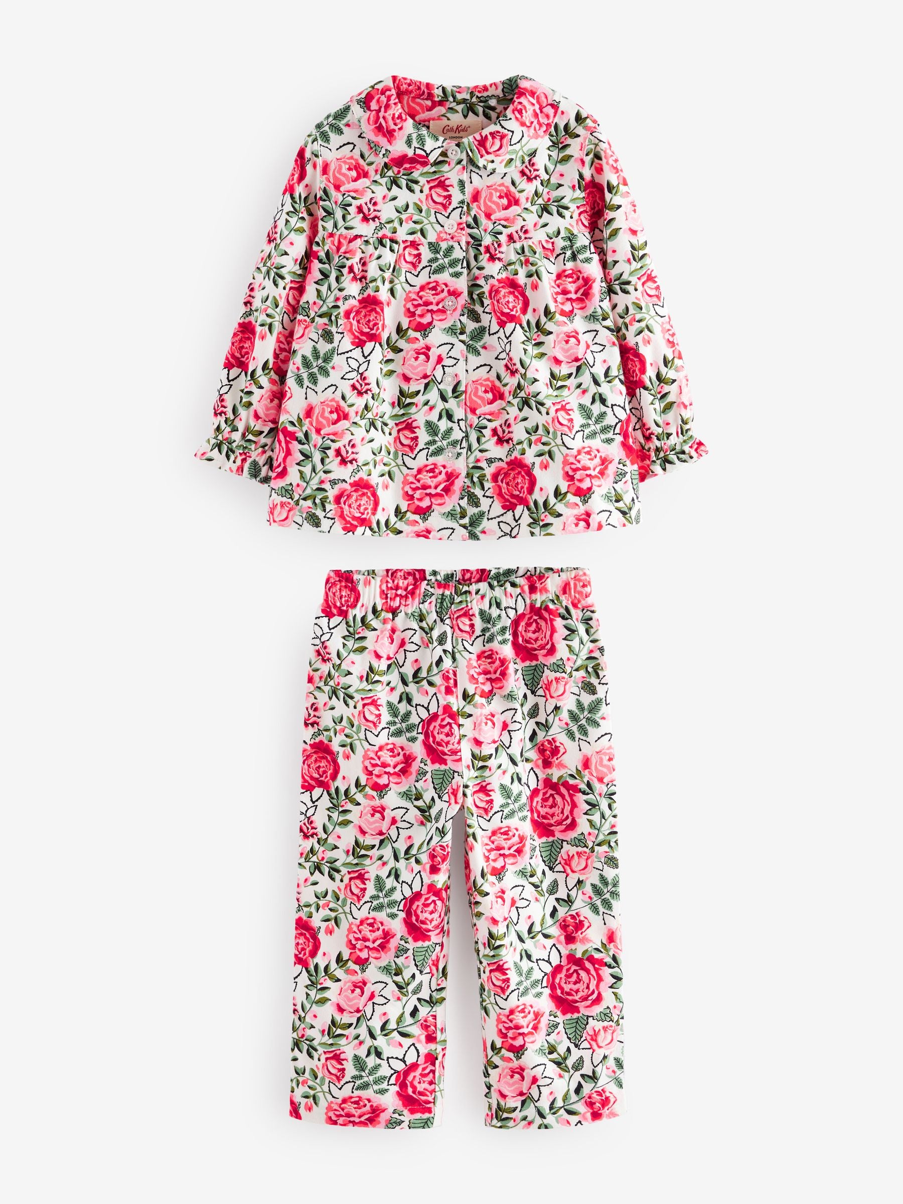 Ecru White Cath Kidston Woven Button Through Floral Pyjamas 1 Pack