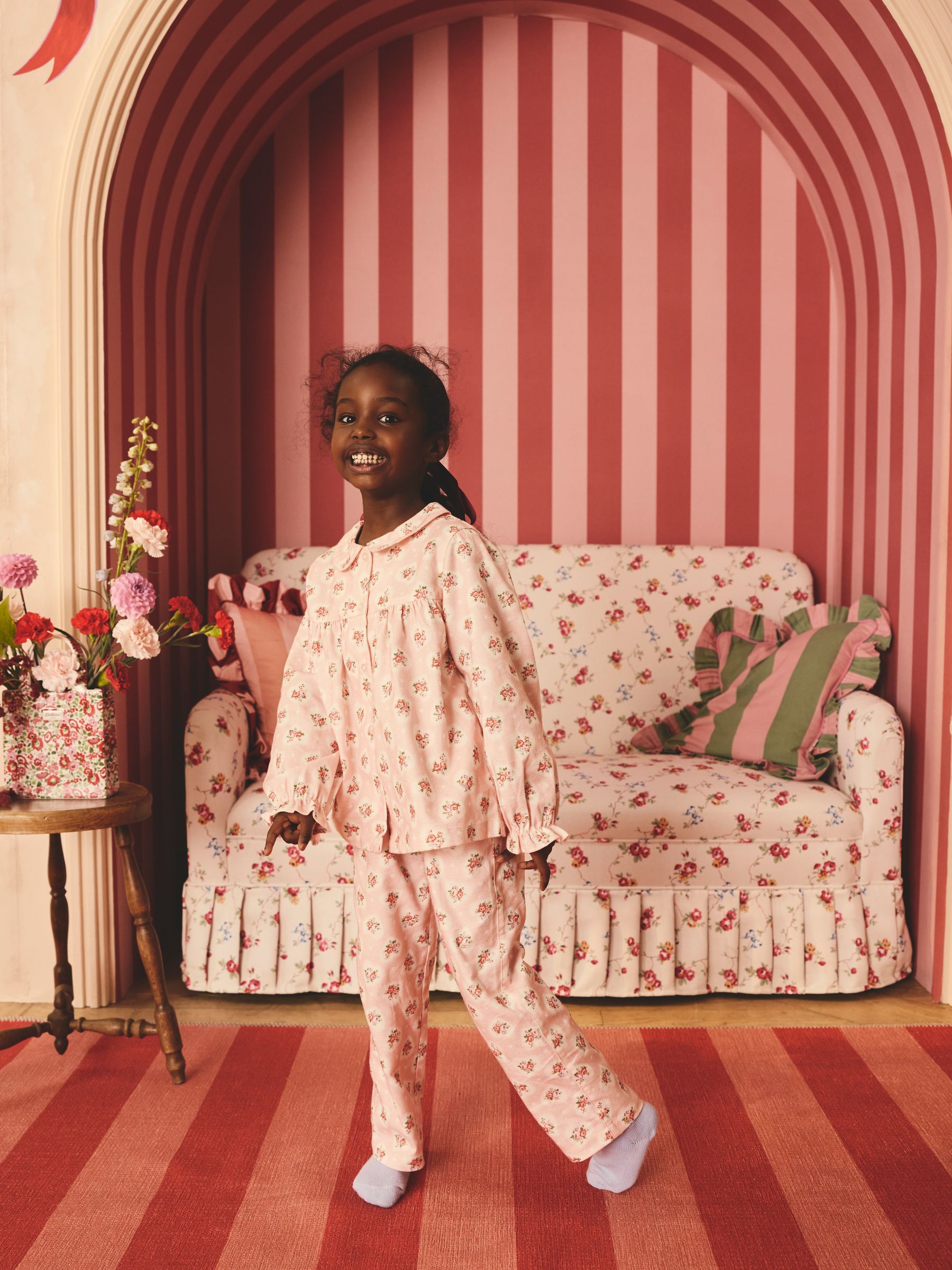 Pink Cath Kidston Woven Button Through Floral Pyjamas 1 Pack