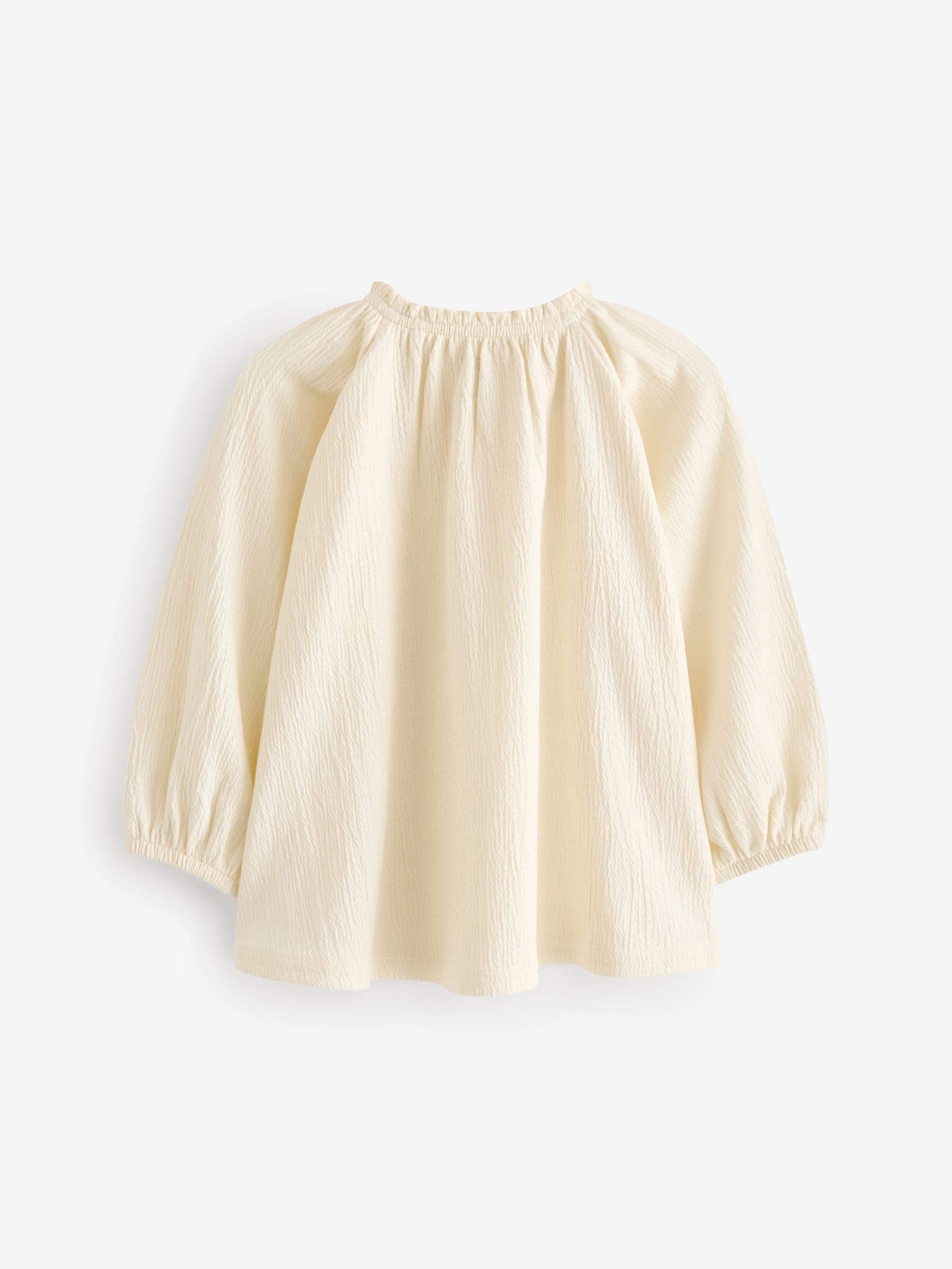 Cream Long Sleeve Gathered Neck Blouse (3mths-7yrs)
