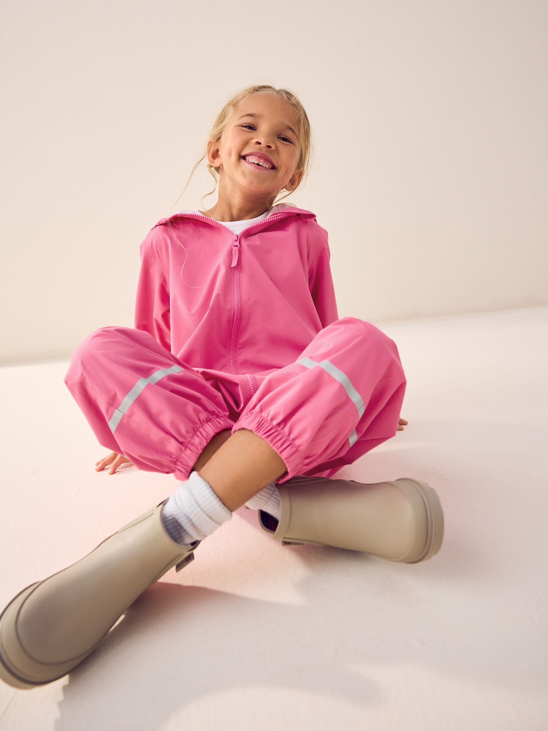 Pink Zip Hooded Waterproof Puddlesuit (12mths-10yrs)
