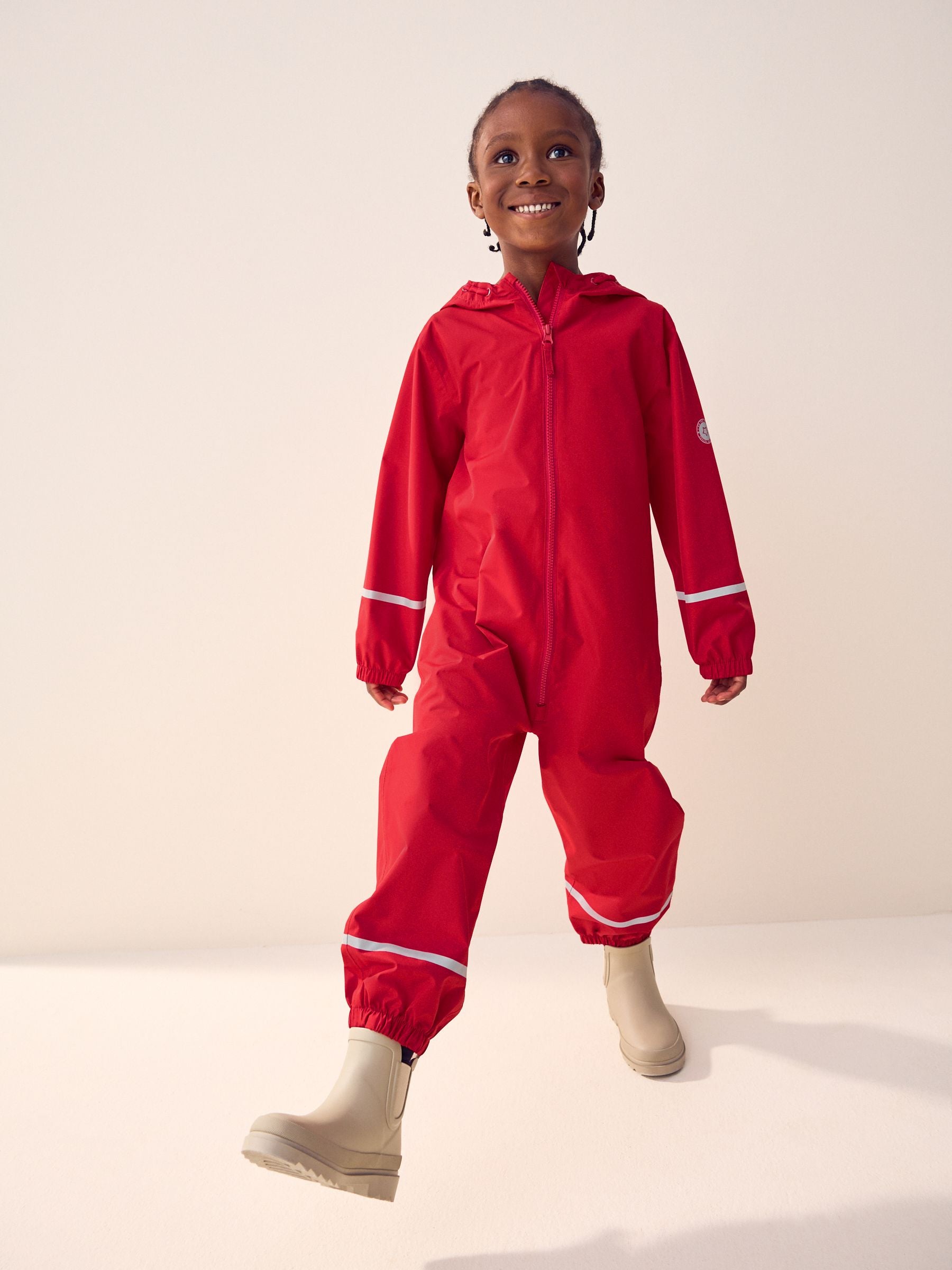 Red Zip Hooded Waterproof Puddlesuit (12mths-10yrs)