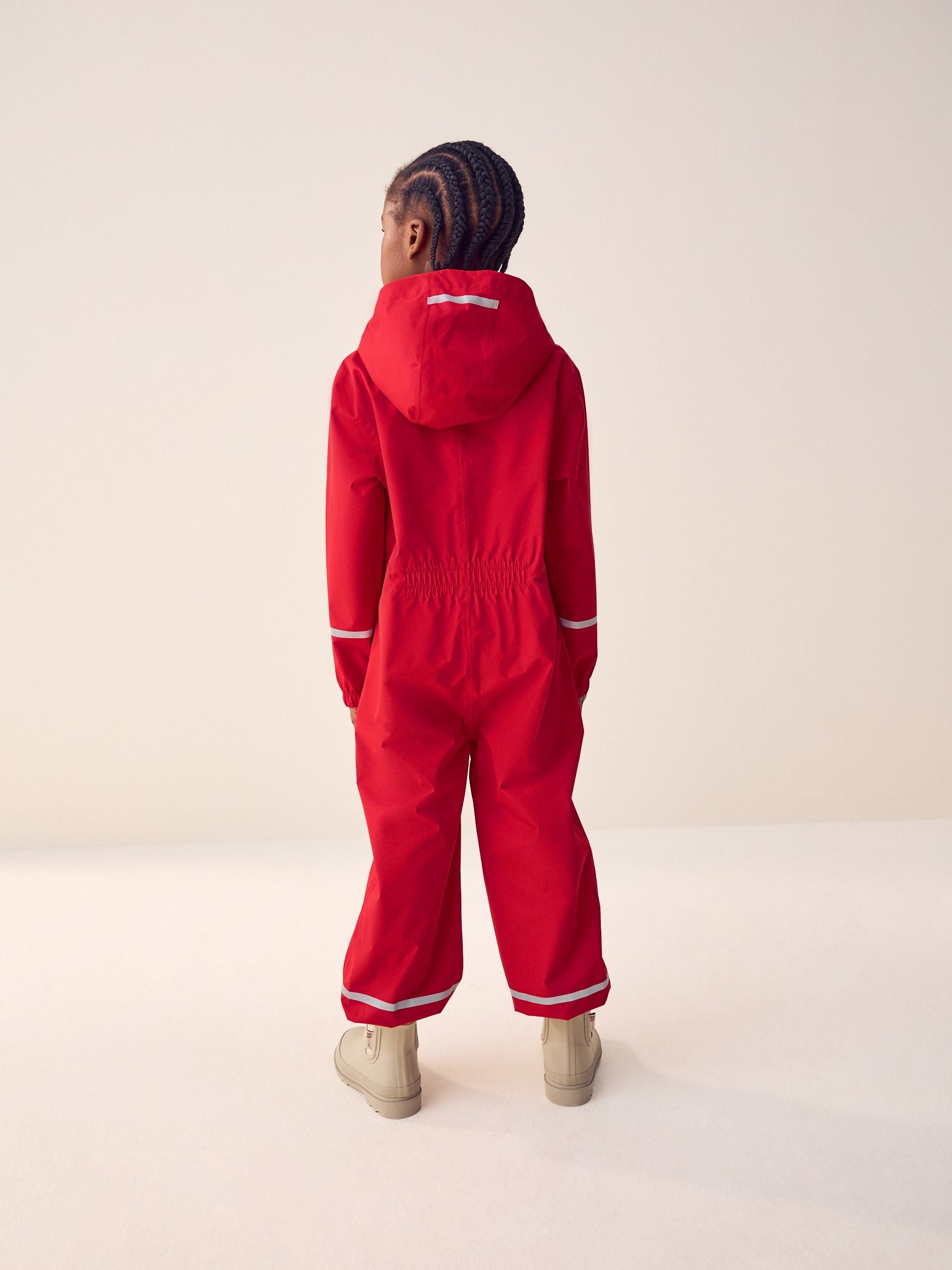 Red Zip Hooded Waterproof Puddlesuit (12mths-10yrs)