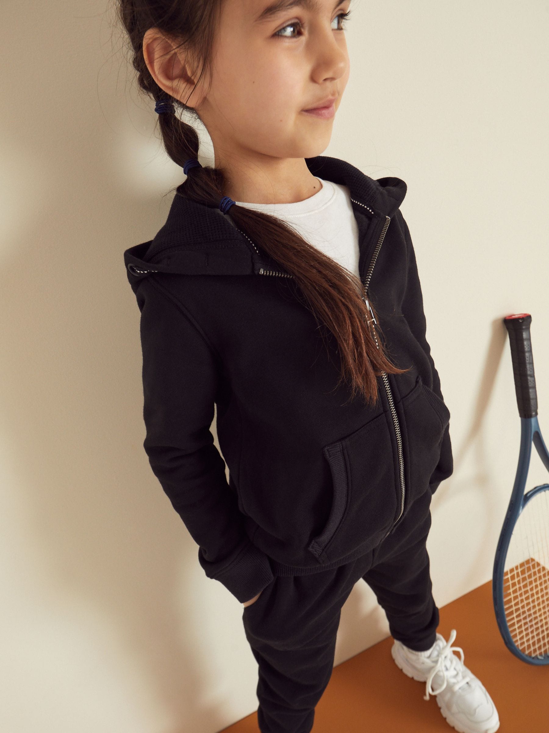 Black Zip Through Hoodie And Joggers School Sports Set (3-16yrs)
