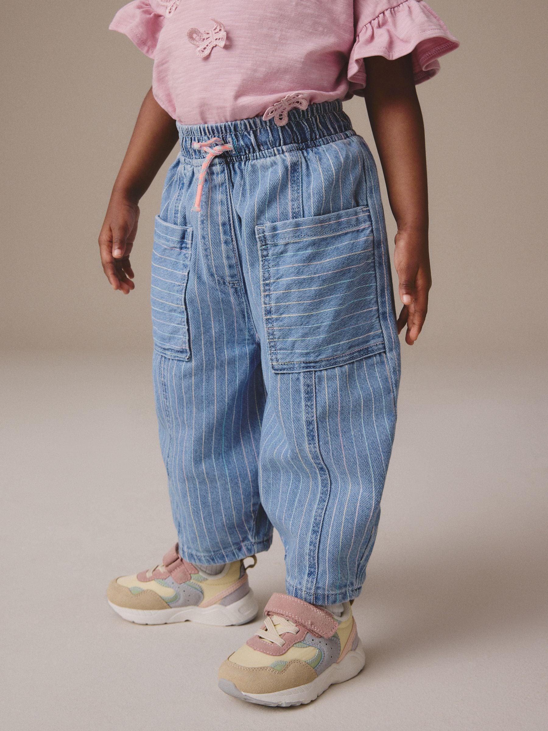 Stripe Barrel 100% Cotton Jeans (3mths-7yrs)