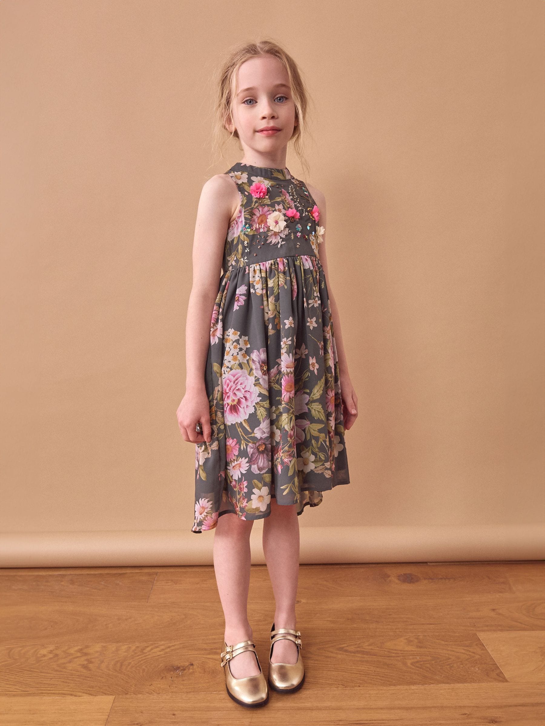 Grey Embellished Occasion Dress (3-16yrs)