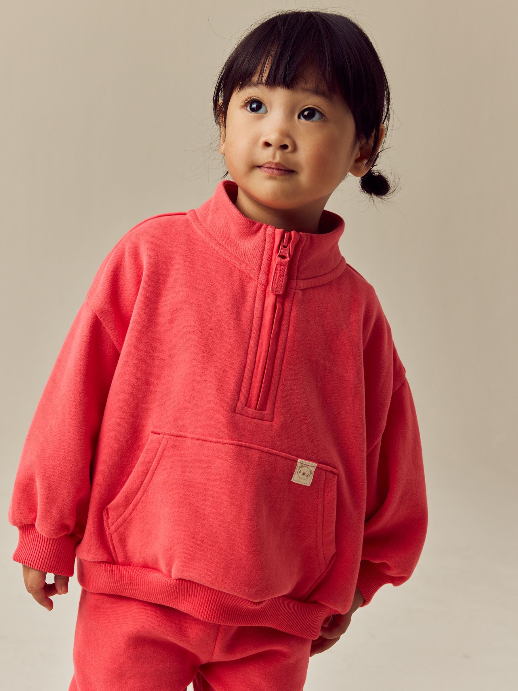 Coral Red Half Zip Sweatshirt (3mths-7yrs)