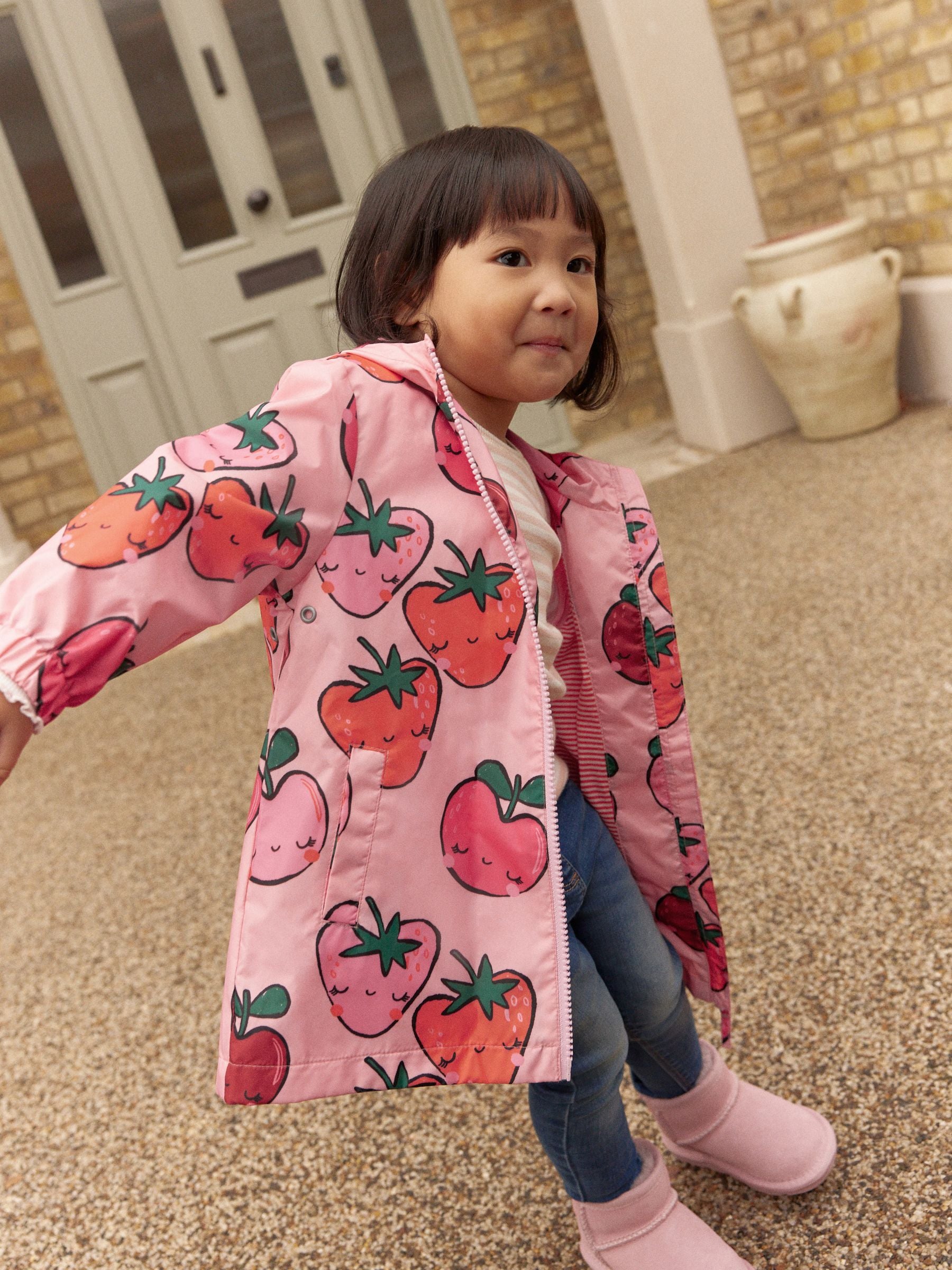 Pink Strawberry/Apple Shower Resistant Cagoule Jacket (3mths-7yrs)