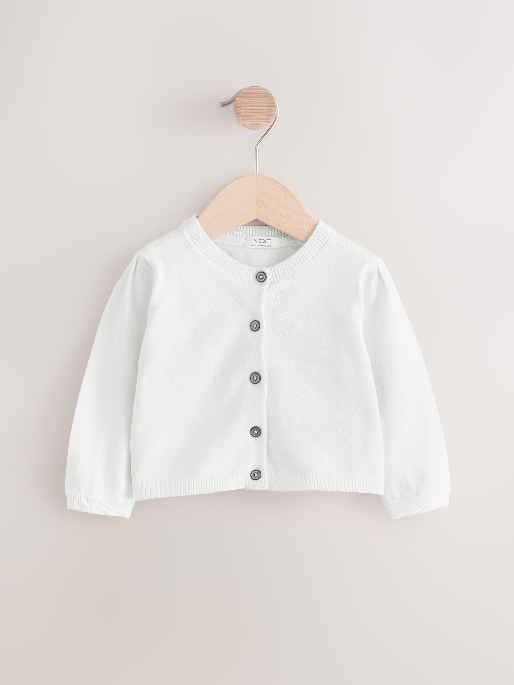 White Pleated Sleeve Cardigan (3mths-10yrs)